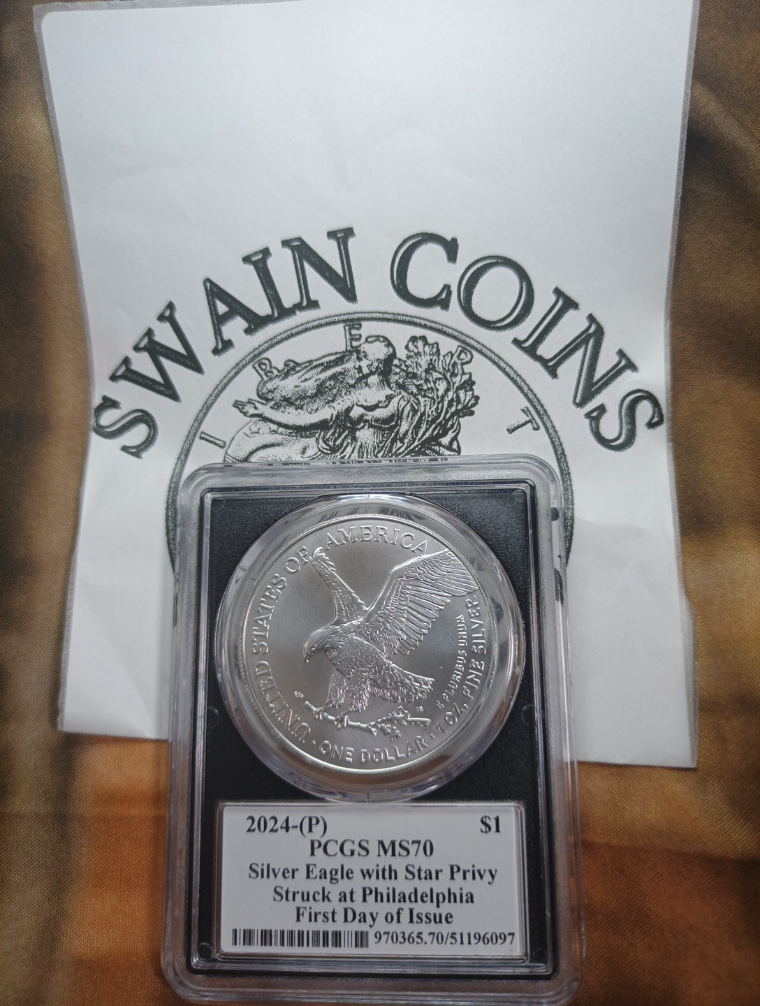 2024 P American SILVER EAGLE STAR PRIVY MS70 EMILY DAMSTRA SIGNED FDOI E192 2024 P American SILVER EAGLE STAR PRIVY MS70 EMILY DAMSTRA SIGNED FDOI E192