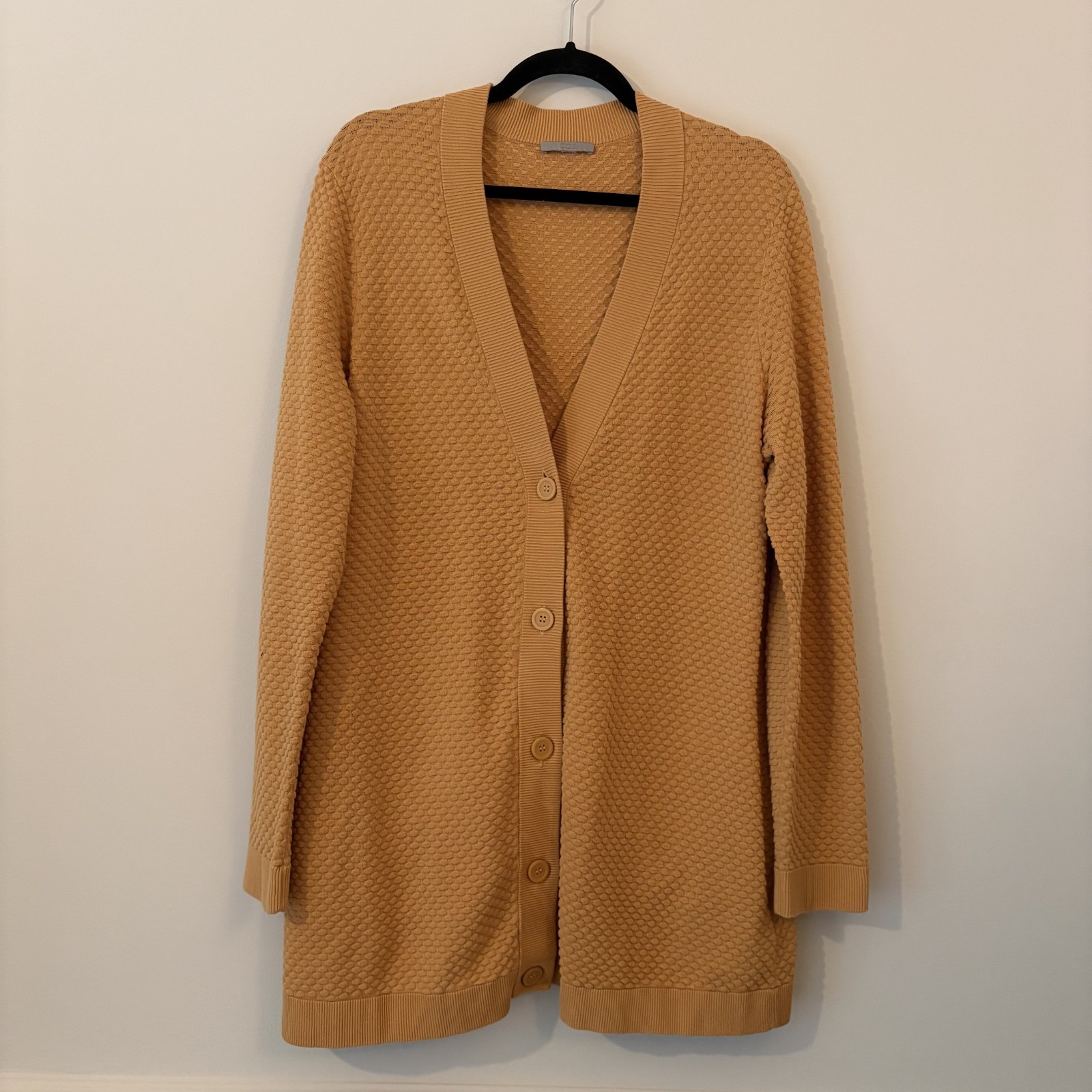 COS Textured Long Cardigan Mustard Size L? Fall Layer Minimalist Cotton Pockets COS Textured Long Cardigan Mustard Size L? Fall Layer Minimalist Cotton Pockets