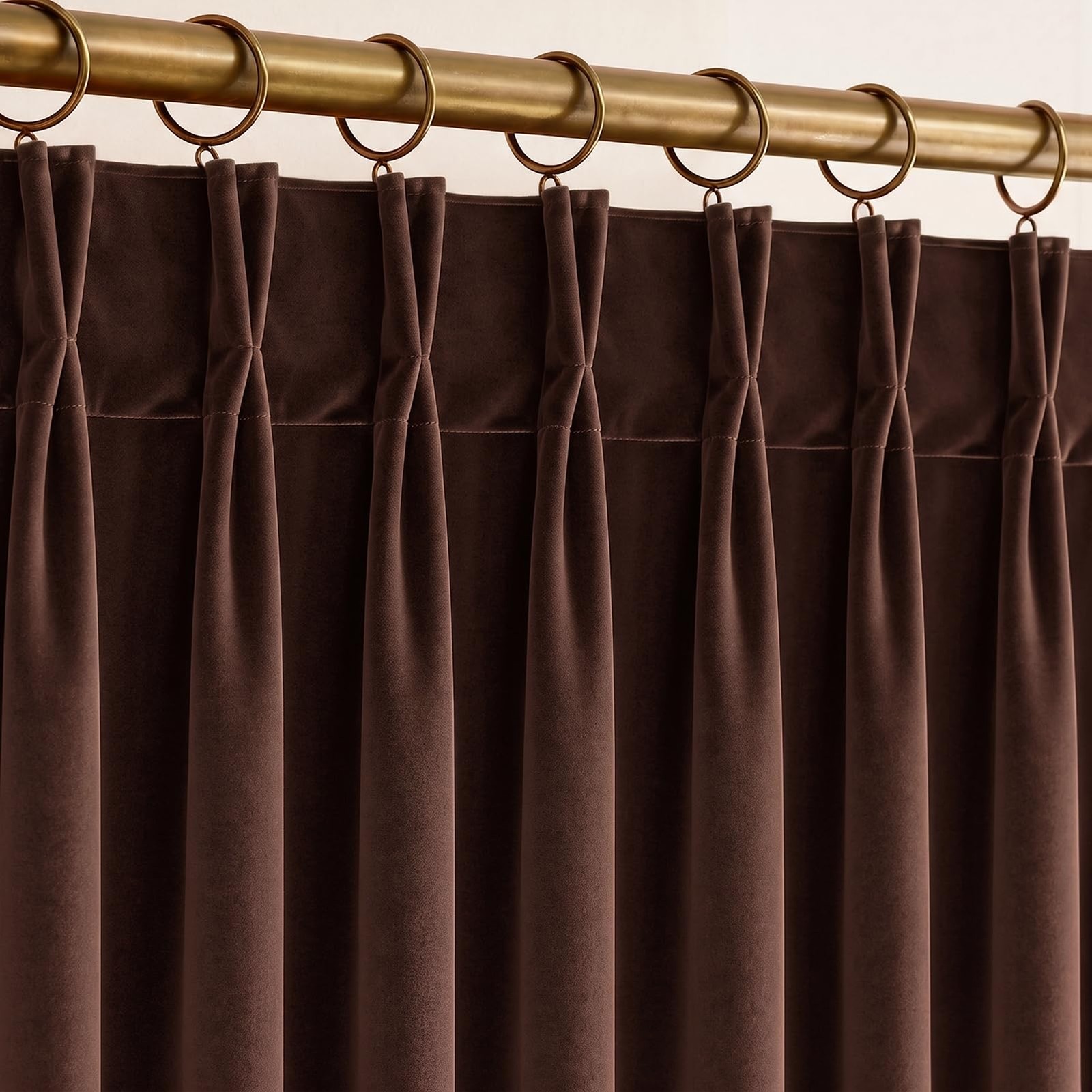 Topfinel Brown Velvet Blackout Curtains 40W x 90L 4-Pack