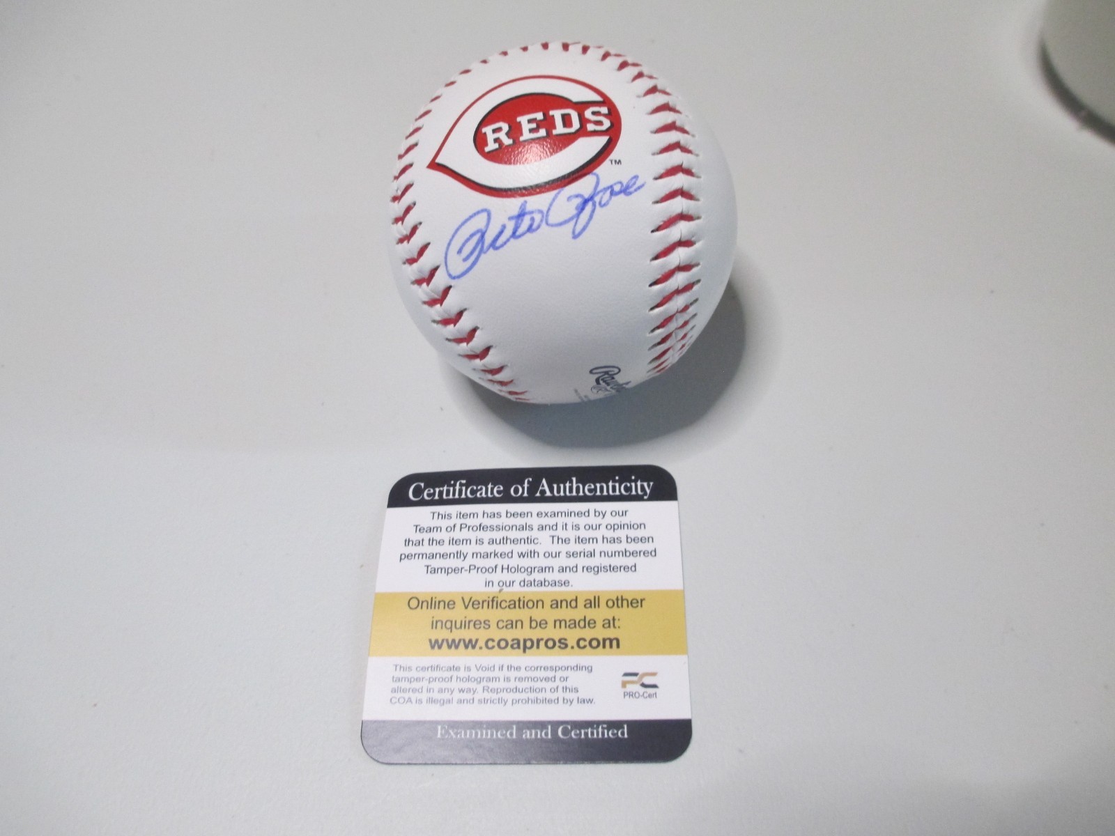 Pete Rose Cincinnati Reds Signed Autographed Logo Baseball COA Pete Rose Cincinnati Reds Signed Autographed Logo Baseball COA