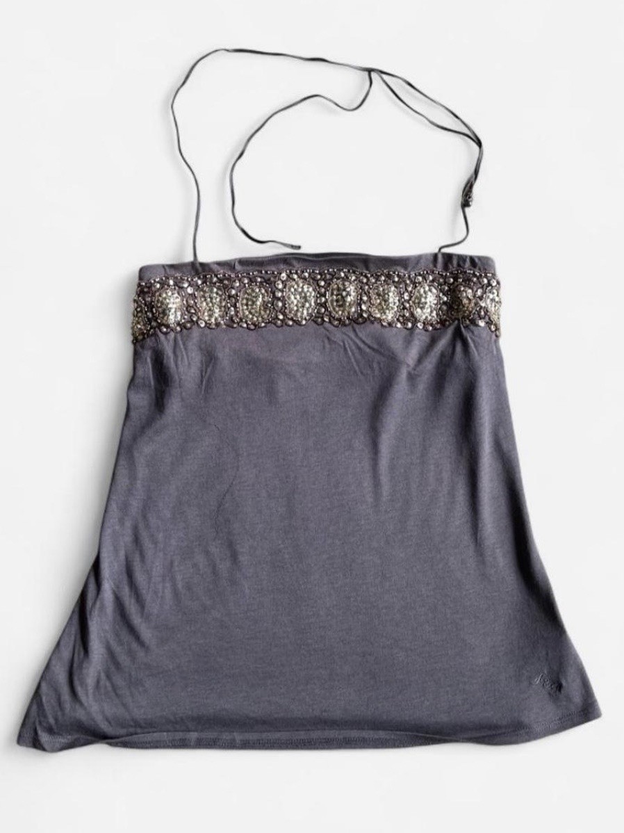 Rare Vintage Y2K Abercrombie & Fitch Gray sequins beaded tank in Small