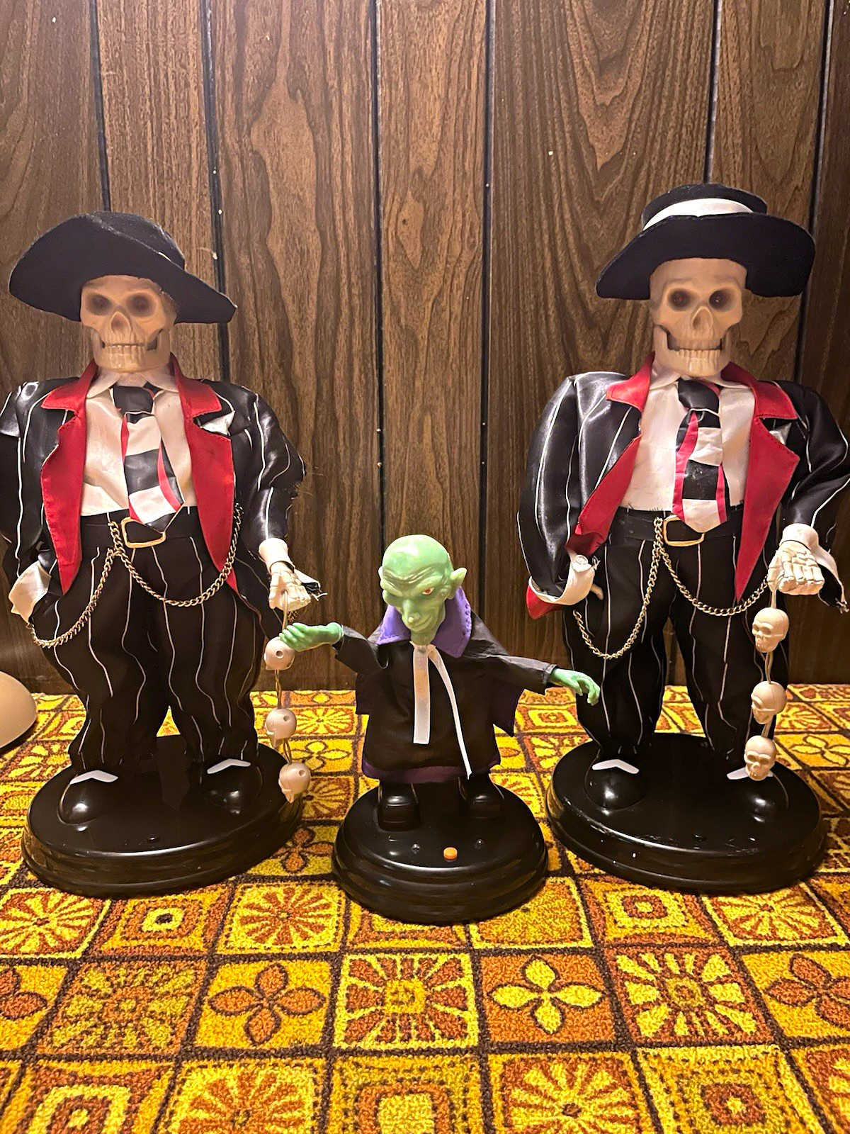 Lot of 3 Gemmy Animated Halloween Grave Raver and Zoot Suit Skeletons *READ*