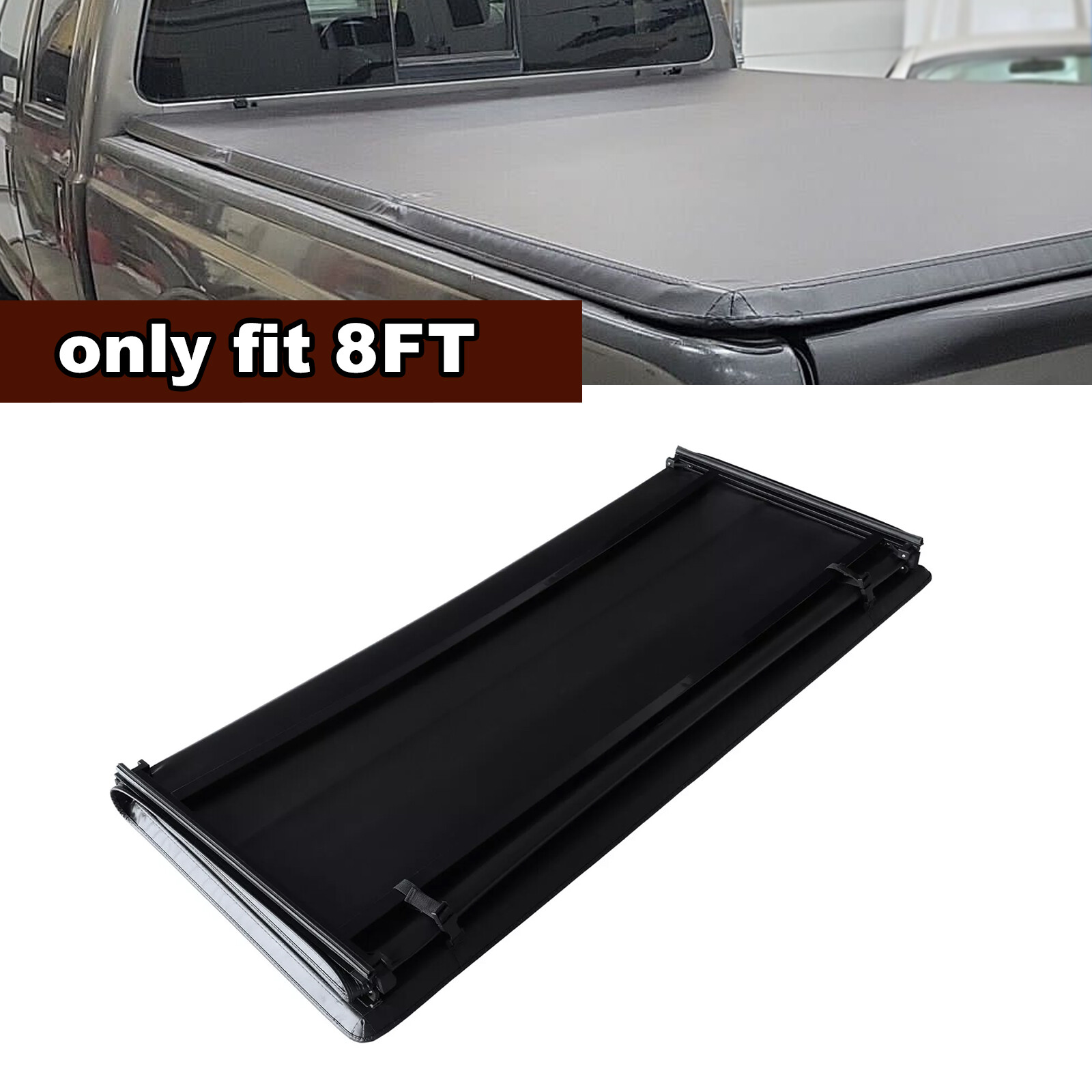 8FT Soft Tri-Fold Tonneau Cover Truck Bed For 1999-2024 Ford F250 F350 Superduty