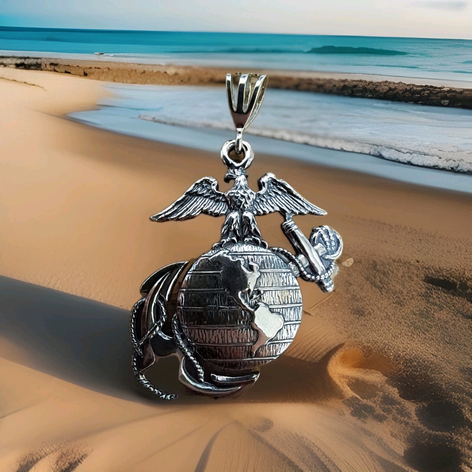 New Marine Corps .925 Sterling Silver Pendant