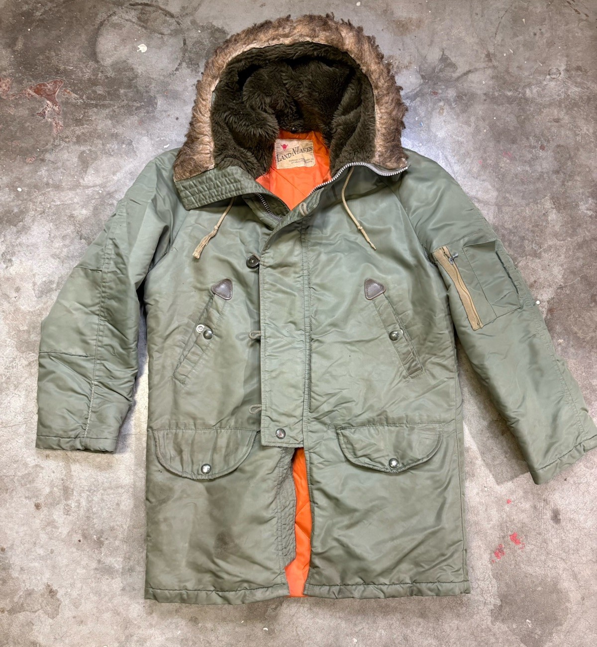 Vintage Land N Lakes Mens Small Insulated Parka Coat N-3B Flight Nylon