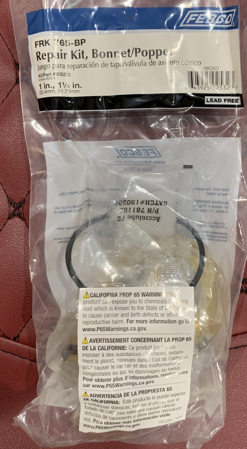 OEM 1 Inch To 1-1/4 Inch Bonnet And Poppet Repair Kit Body Febco 1” 765 NEW NIP