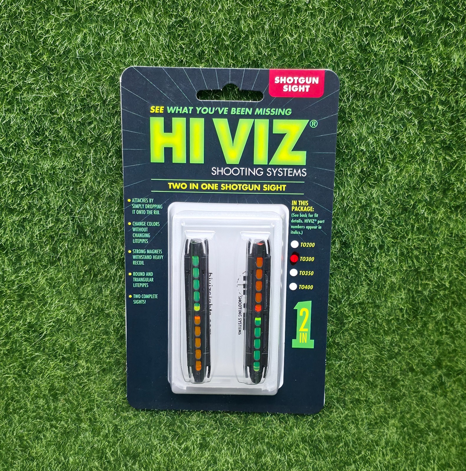 HIVIZ Two-In-One Magnetic Shotgun Sight, Narrow Rib, Green/Orange - TO300 HIVIZ Two-In-One Magnetic Shotgun Sight, Narrow Rib, Green/Orange - TO300