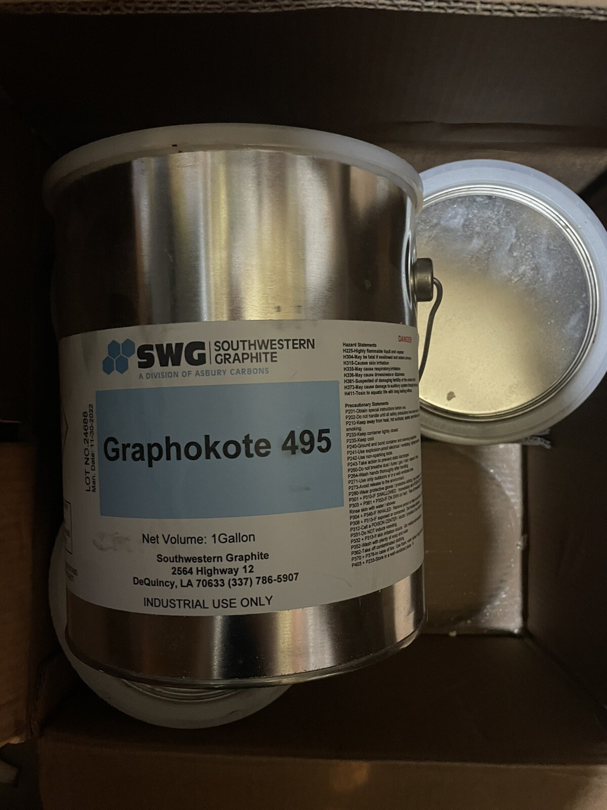 (4) Cans Graphokote 495 Gallon SWG Lubricant Coating For Metalworking (4) Cans Graphokote 495 Gallon SWG Lubricant Coating For Metalworking
