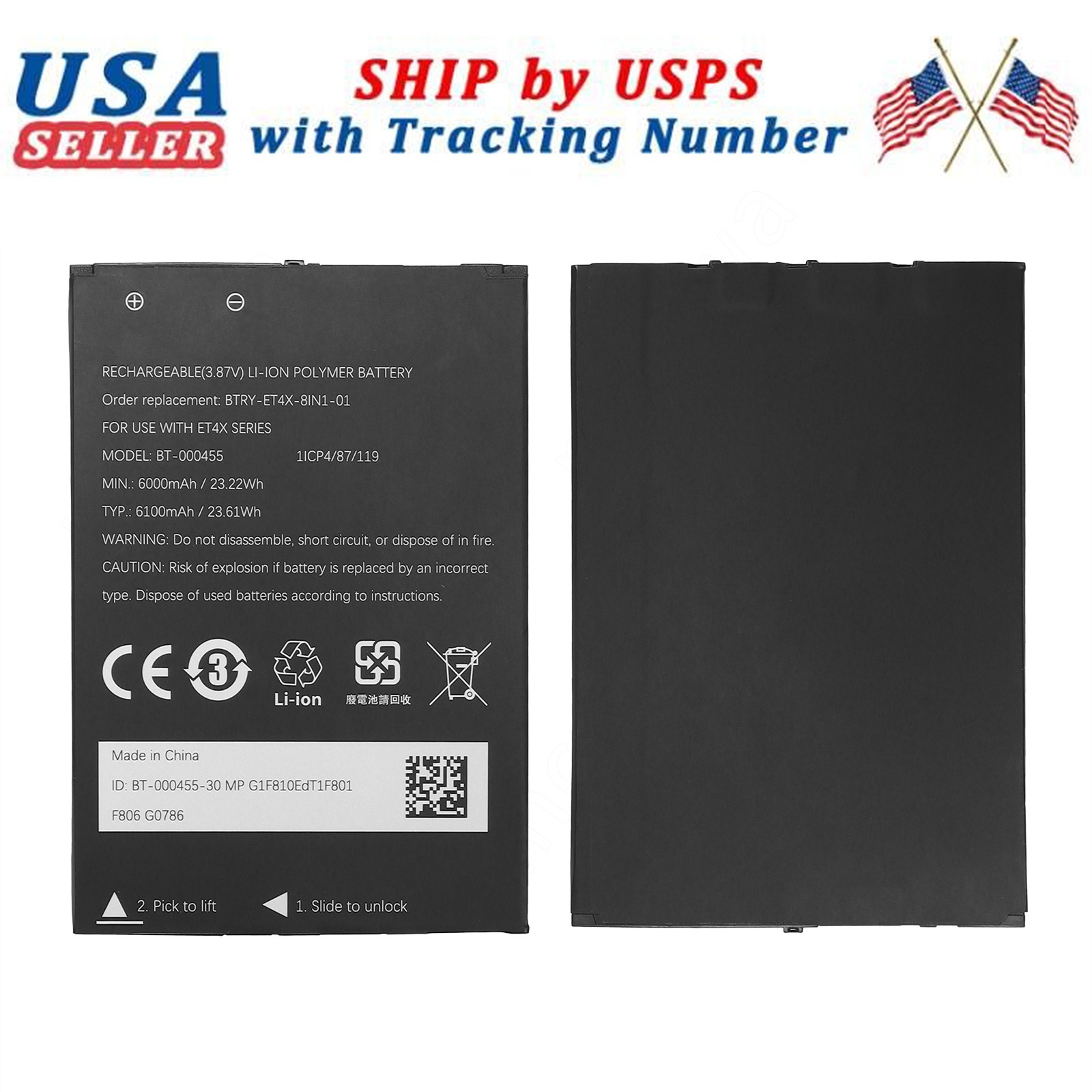 For Zebra BTRY-ET4X-8IN1-01 BT-000455 ET4X Battery -For Tablet - Rechargeable
