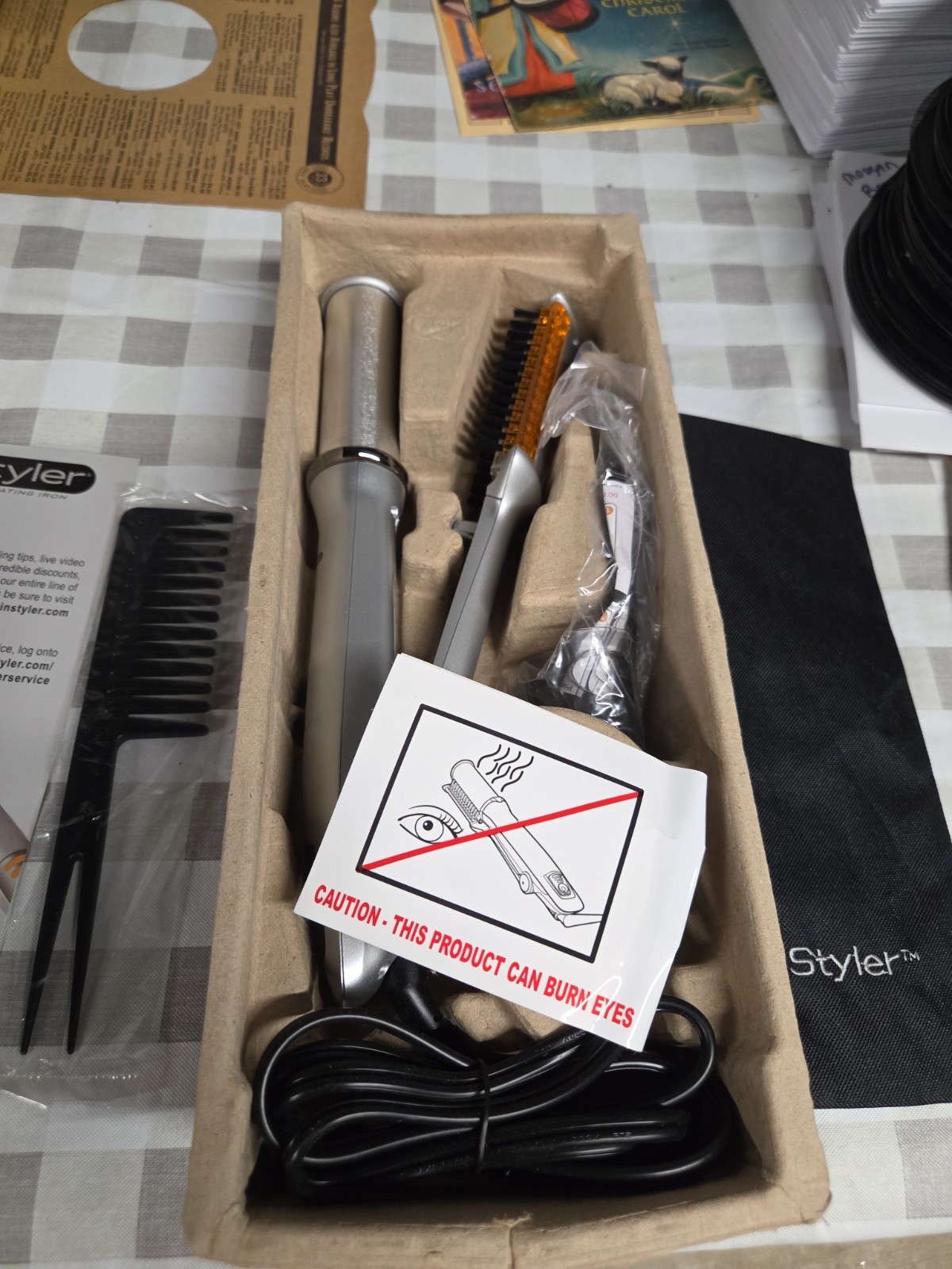 InStyler Rotating Hair Straightener Curling Iron 1¼” w/ Bag NEW OPEN BOX (Eleca)