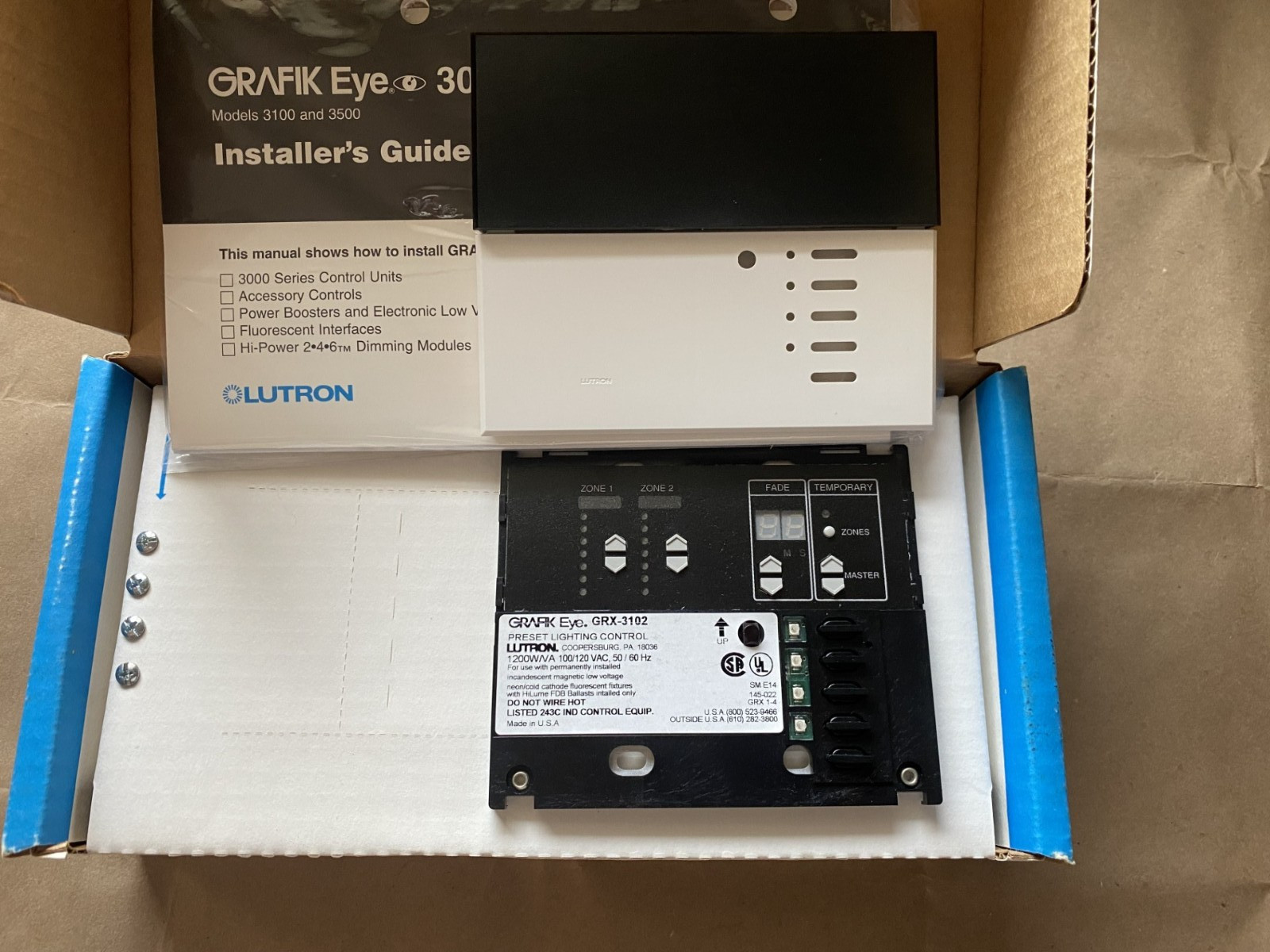 Lutron GRX-3102-T-WH Grafik Eye Control 2 Zone Dimming GRX3102 NIB SHIPS SAMEDAY