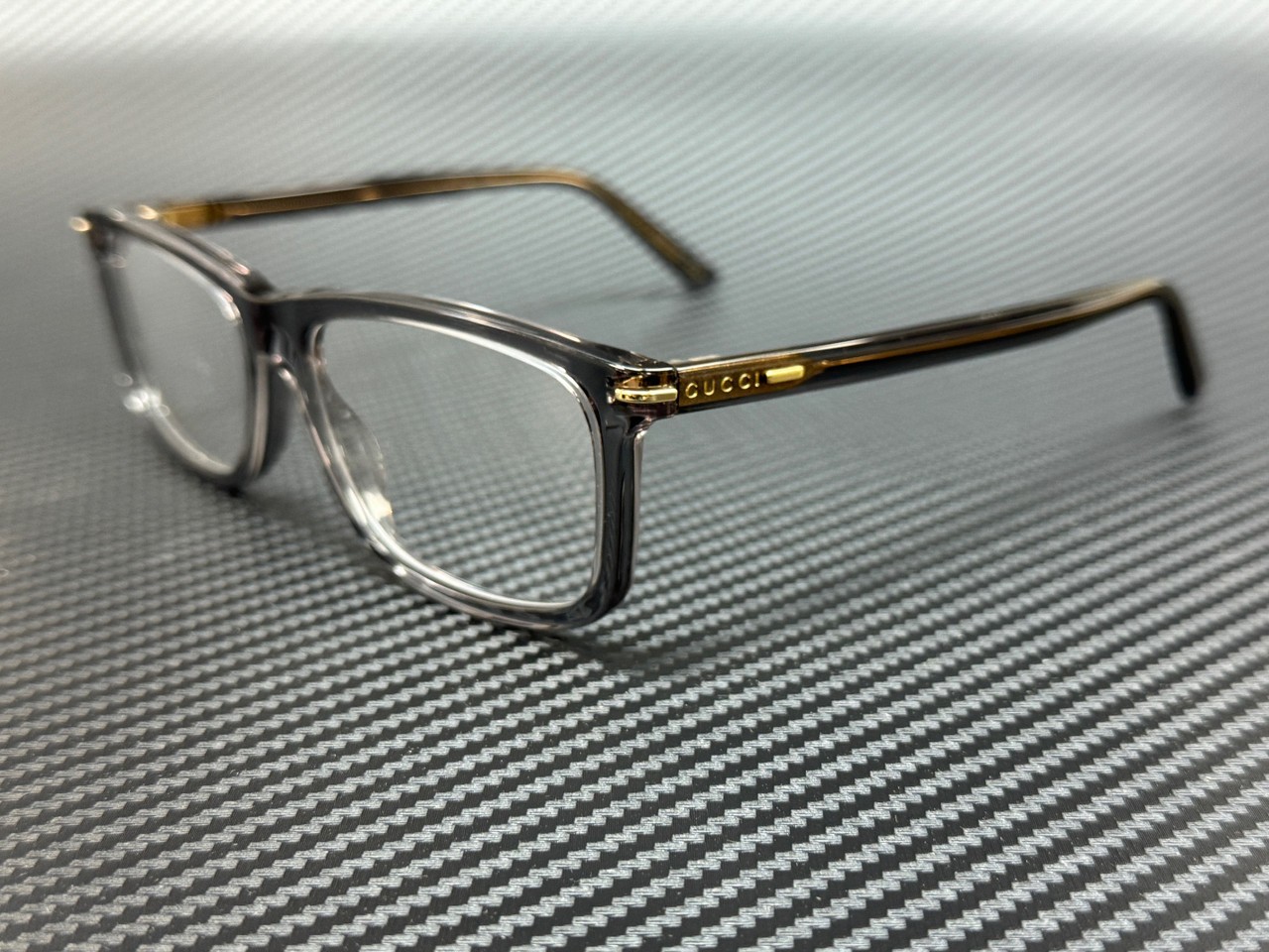 GUCCI GG1447O 004 Grey Transparent Men\'s Large 57 mm Eyeglasses
