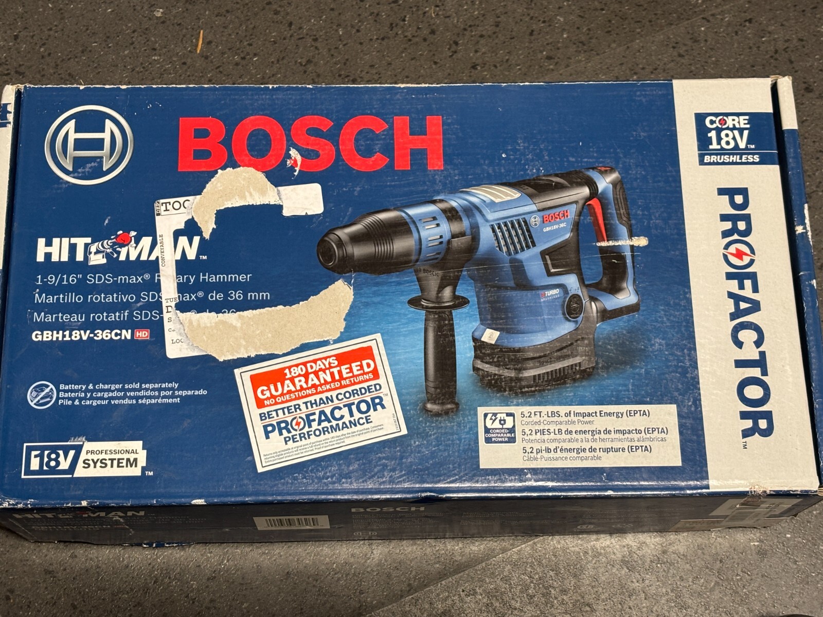 Bosch GBH18V-36CN PROFACTOR 18 VOLT 1-9/16” SDS Cordless Hammer Drill
