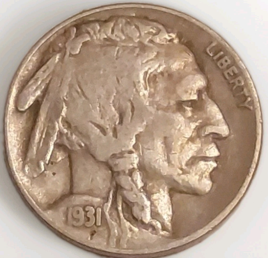 1931-S Buffalo Nickel Five Cent US Circulated Fine+ Coin Free Post Tracking 