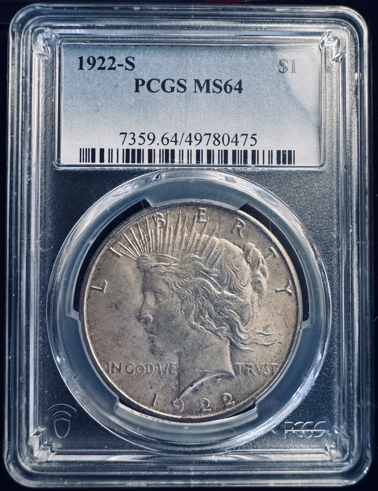 1922-S $1 VAM-1 “B1 REV EARLY DESIGN” Peace Dollar • PCGS MS-64