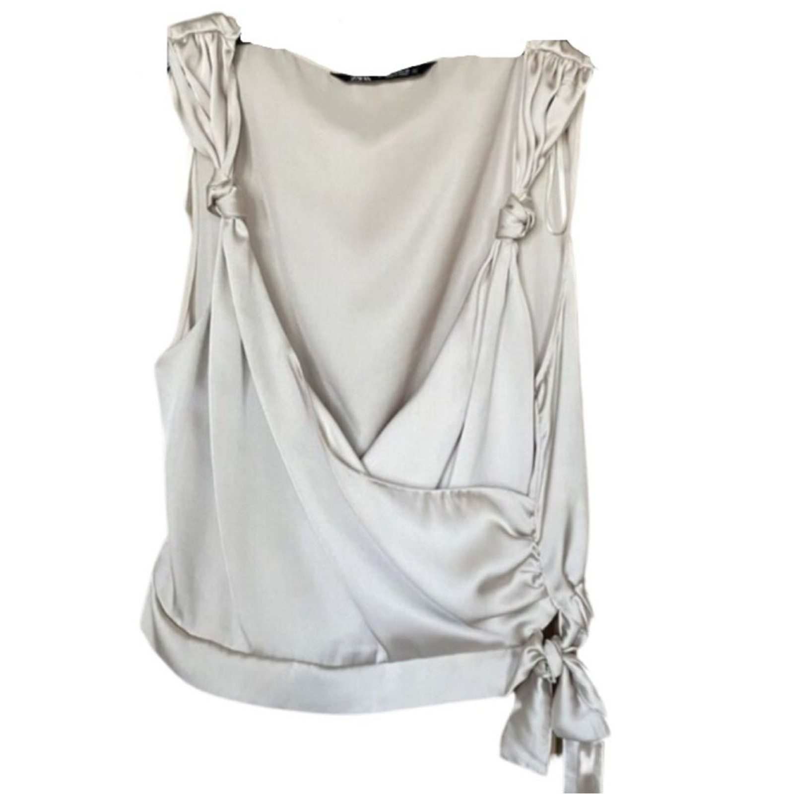 NWOT RARE Zara Champagne Colored Satin Cropped Top Size M NWOT RARE Zara Champagne Colored Satin Cropped Top Size M