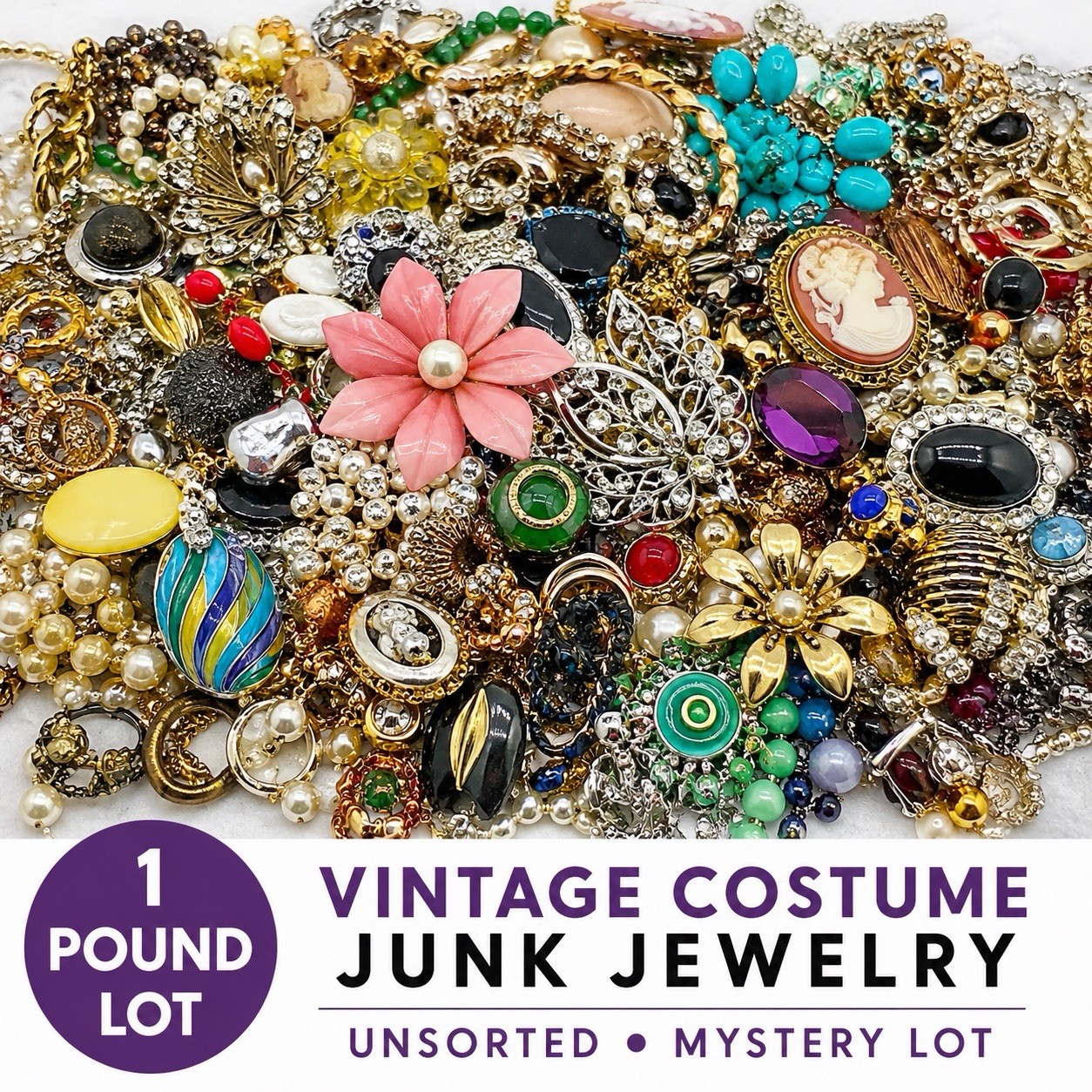 1 LB Vintage Costume Broken Junk Jewelry Mystery Lot Tangled Craft Repurpose 1 LB Vintage Costume Broken Junk Jewelry Mystery Lot Tangled Craft Repurpose