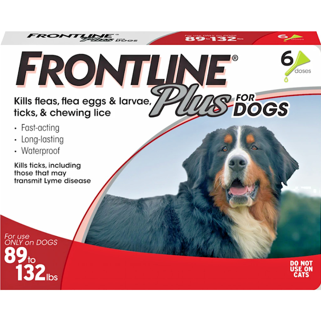 FRONTLINE PLUS FOR DOGS 6 DOSES (XL) 89-132 LBS. FOR FLEA, TICK, CHEWING LICE