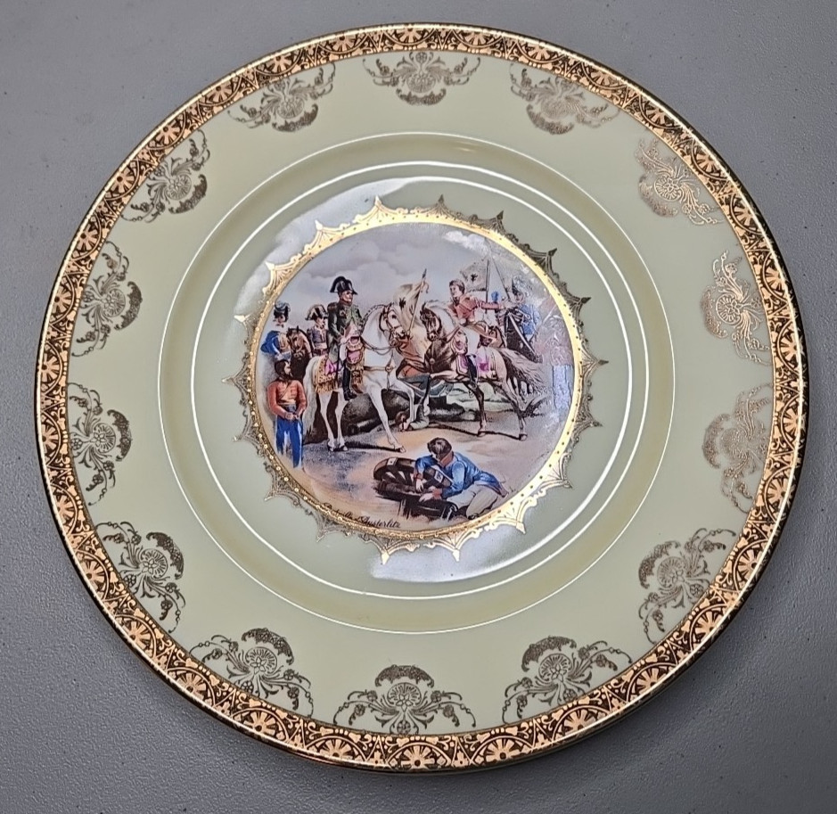 JWK The Battle of Austerlitz Western Germany Plate Beige Gold Rococo Scene 10\