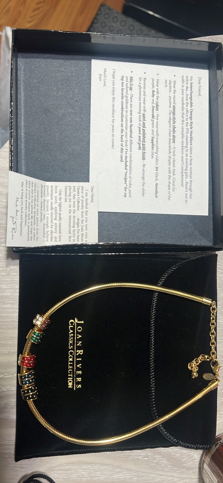 Vintage Joan Rivers Omega Necklace Interchangeable Double Sided 16 - 19\ Vintage Joan Rivers Omega Necklace Interchangeable Double Sided 16 - 19\