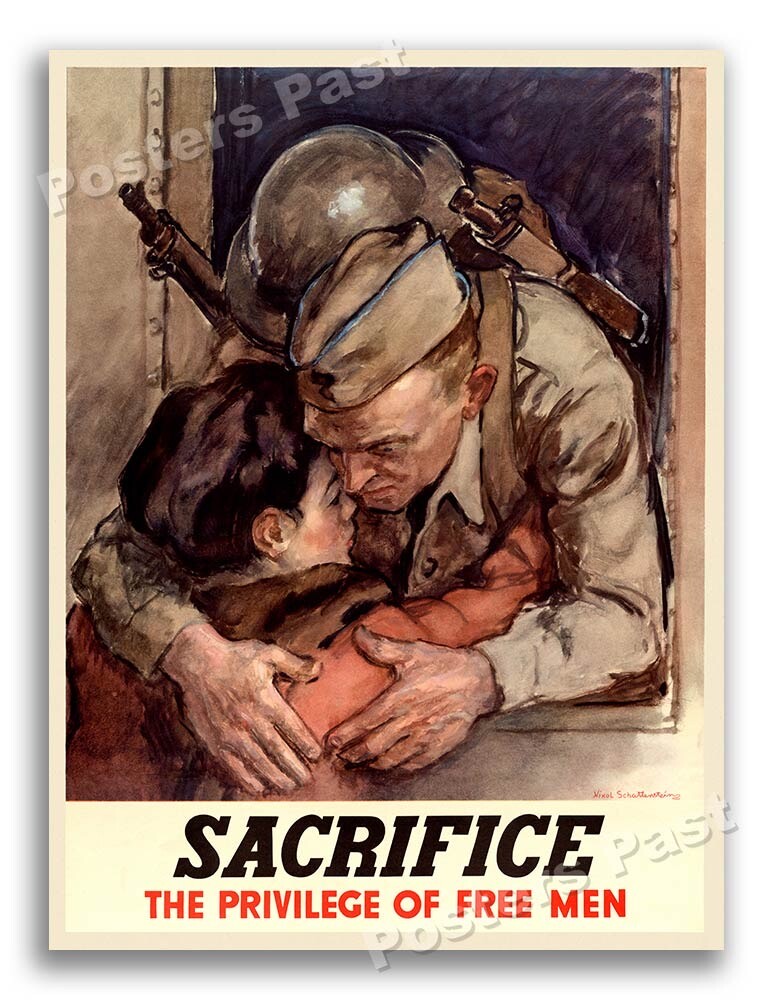 1944 “Sacrifice - The Privilege of Free Men” Homefront WW2 Era Print - 8.5x11