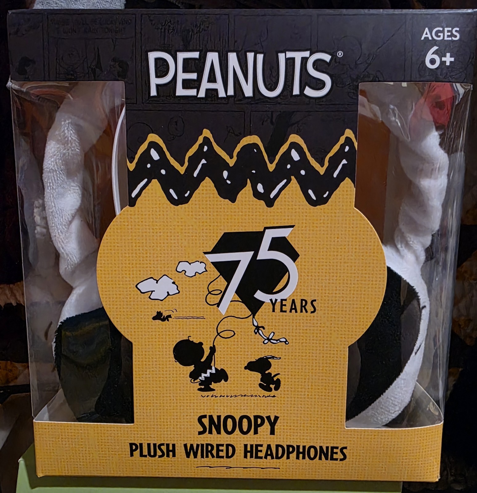 NEW Peanuts Snoopy Plush Wired Headphones 75 Years NIB