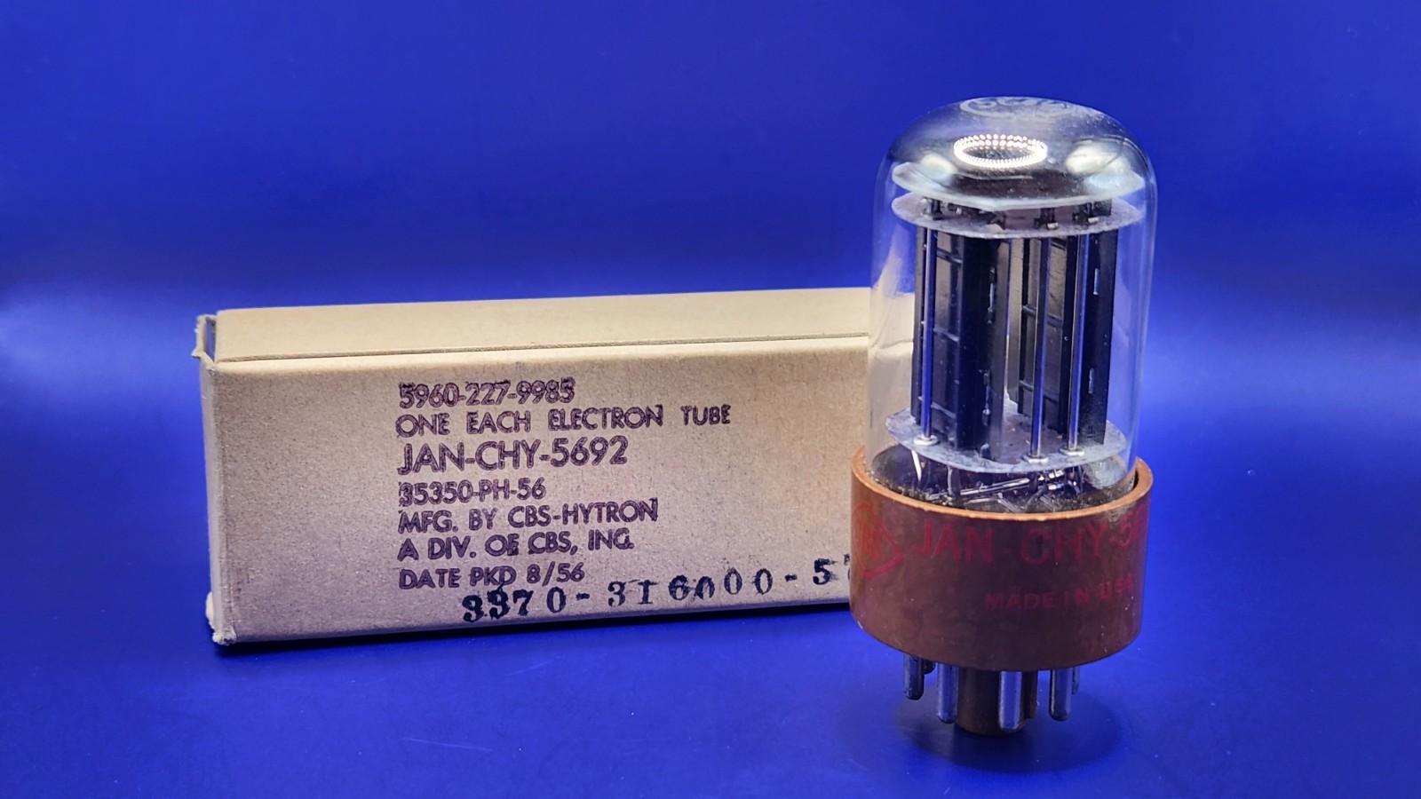 1956 CBS Hytron JAN-CHY 5692 6SN7  Black Plate Vacuum Tube Hickok Tested