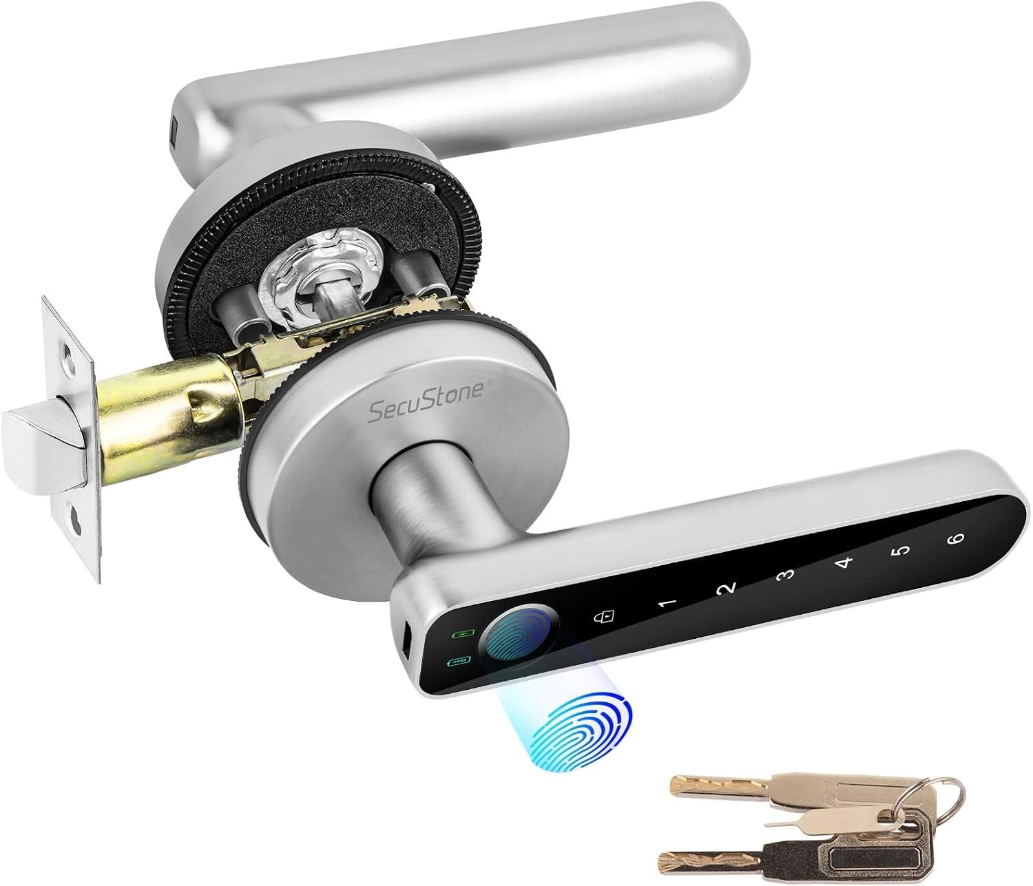 Secustone Fingerprint Door Lock with Handle - Keyless Entry Secustone Fingerprint Door Lock with Handle - Keyless Entry