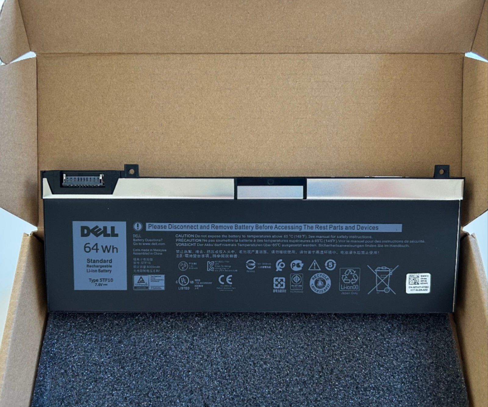 64WH Genuine 5TF10 Battery Dell Precision 7330 7540 7530 7730 0RY3F9 0VRX0J