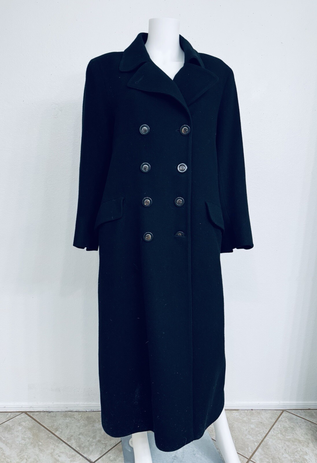 Fleurette For Marcus 100% Cashmere Black Oversized Long Coat Made US Fits M-L