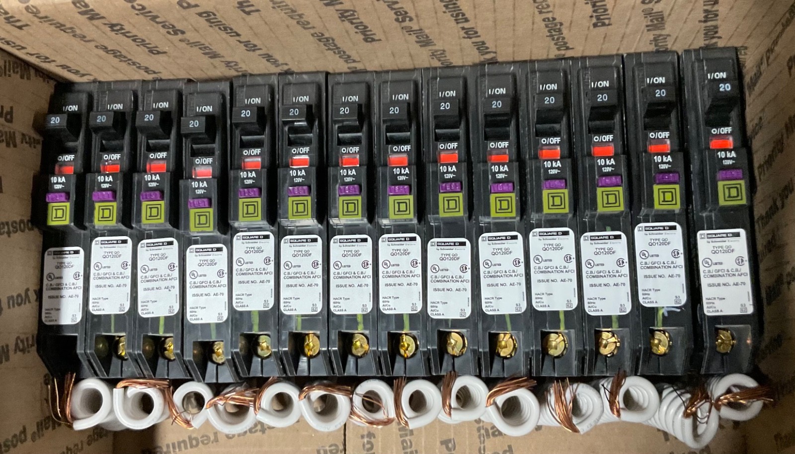 1PC SQUARE D QO120DF QO120DFC  20A DUAL FUNCTION AFCI/GFCI QO TYPE BREAKER NEW