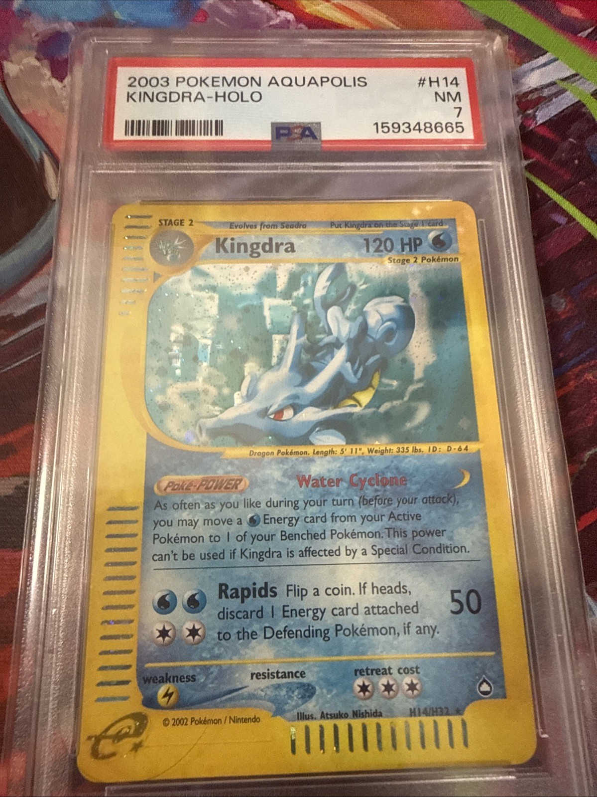2003 Pokemon Aquapolis Kingdra Holo Foil #H14 H14/H32 PSA 7