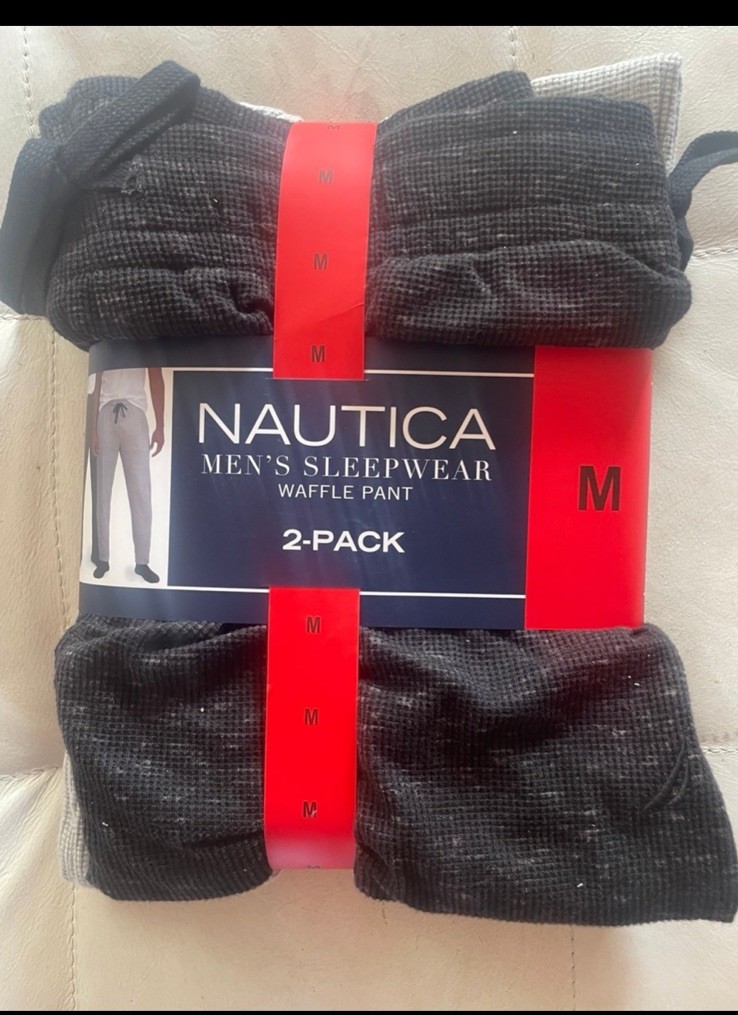 NWT Nautica Men’s 2-pk Waffle Knit Pajama Pants - M NWT Nautica Men’s 2-pk Waffle Knit Pajama Pants - M