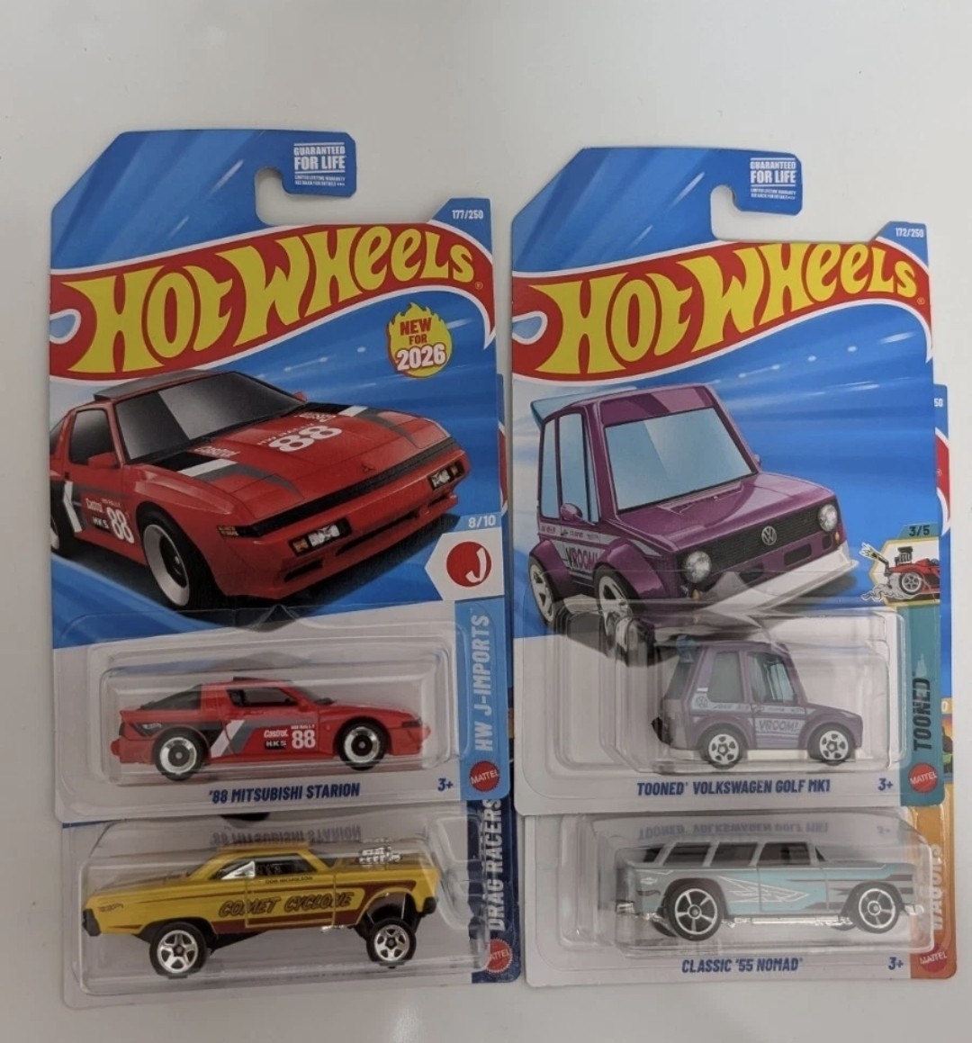 HTF 2026 Hot Wheels Kroger Exclusive Color Variations Set of 4 CASE L HTF 2026 Hot Wheels Kroger Exclusive Color Variations Set of 4 CASE L