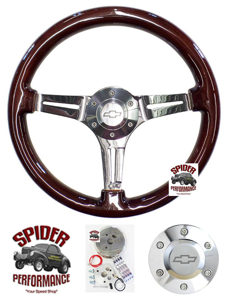 88-94 Suburban Chevrolet pickup wood steering wheel BOWTIE 14\