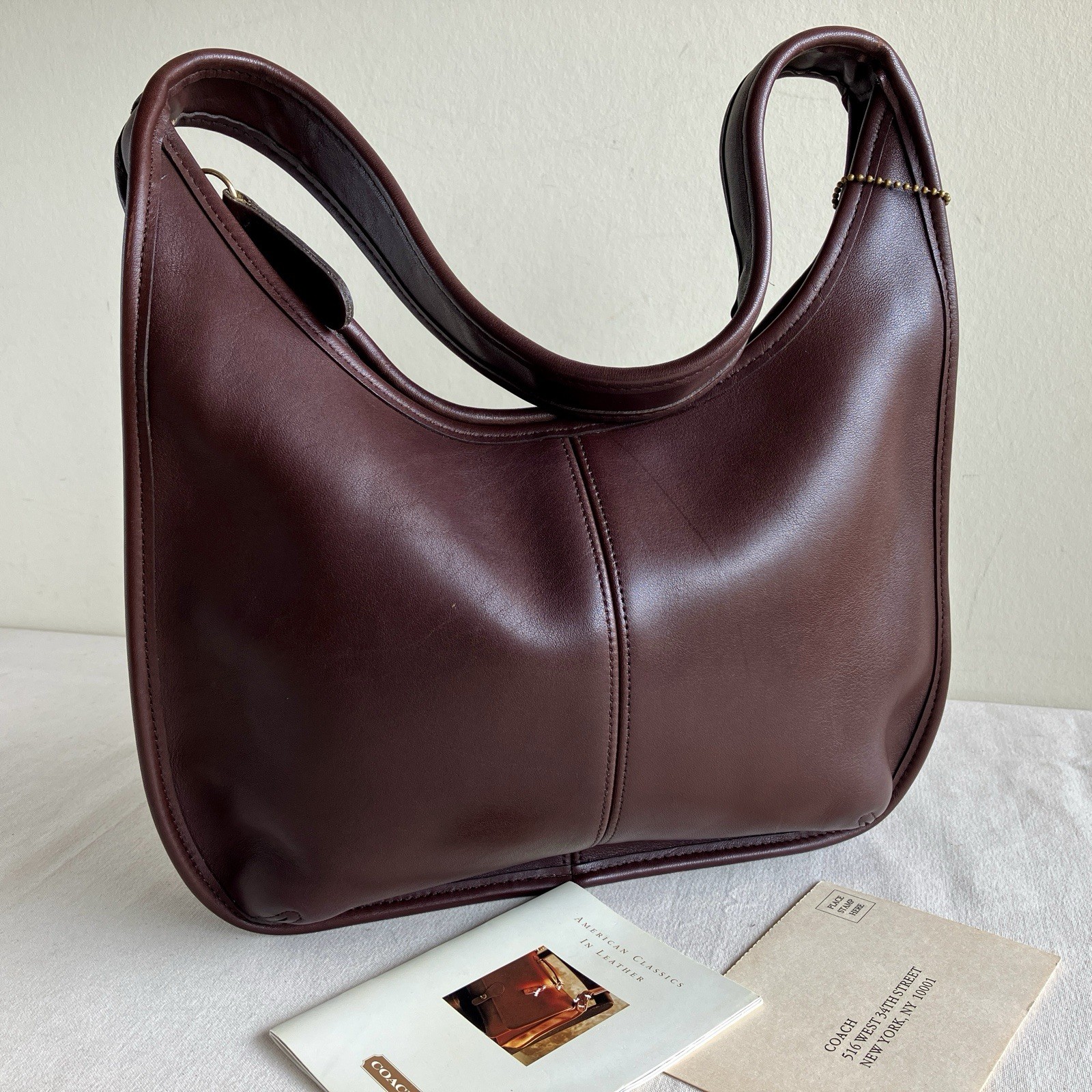 Vintage Coach Ergo Zip Hobo 9025 Mahogany Brown Leather Shoulder Bag 90s USA