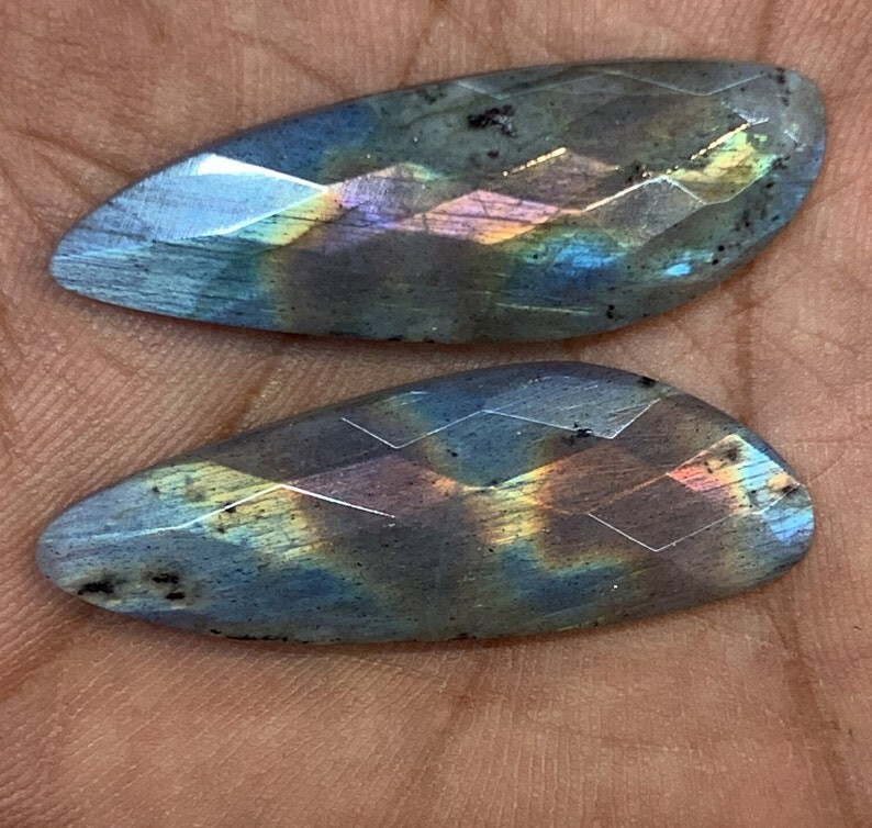AAAA Quality Multi Fire Labradorite Fancy Shape Loose Checker Cut Size 14x40 MM