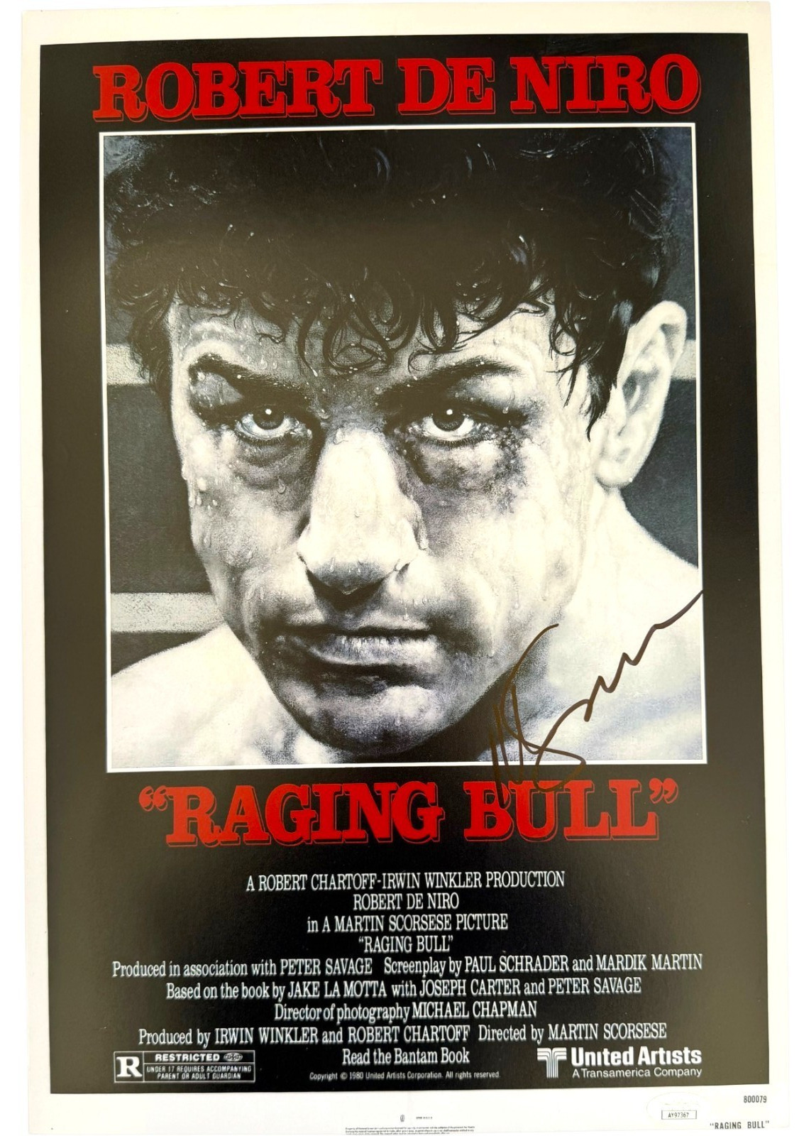 MARTIN SCORSESE SIGNED RAGING BULL 12X18 MOVIE POSTER PHOTO DIRECTOR JSA MARTIN SCORSESE SIGNED RAGING BULL 12X18 MOVIE POSTER PHOTO DIRECTOR JSA