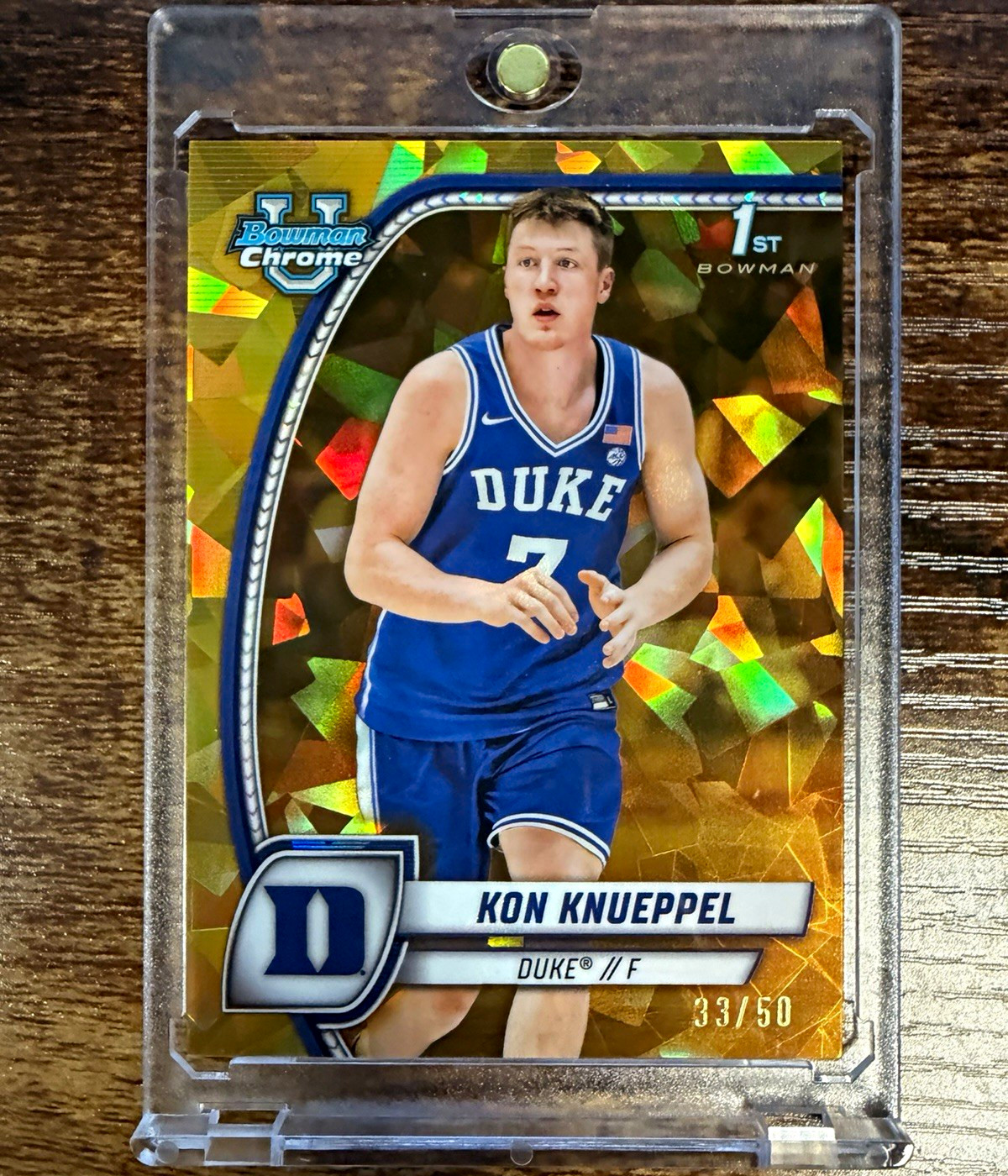 Topps 2024-25 Bowman Univ Chrome Sapphire Kon Knueppel Gold #48 /50 Duke