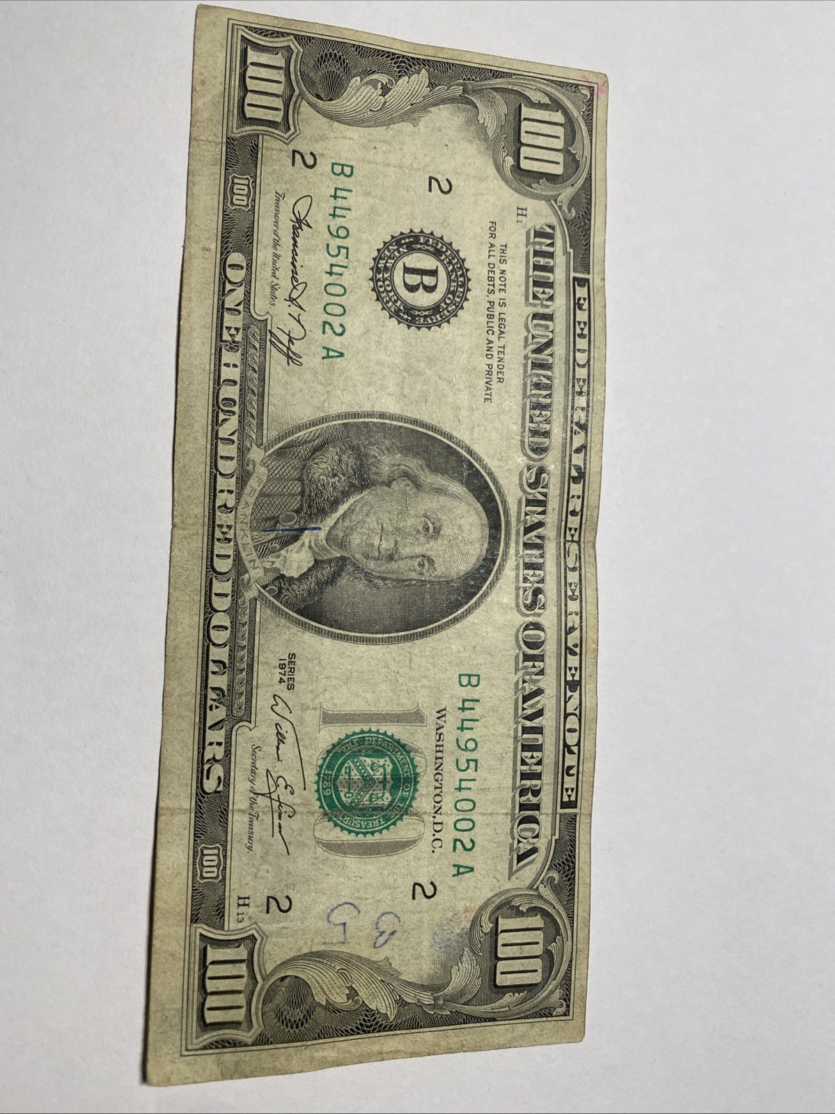 Rare $100 Bill B Series 1974 Series Rare And Vintage, One Of A Kind Vintage Bill Rare $100 Bill B Series 1974 Series Rare And Vintage, One Of A Kind Vintage Bill