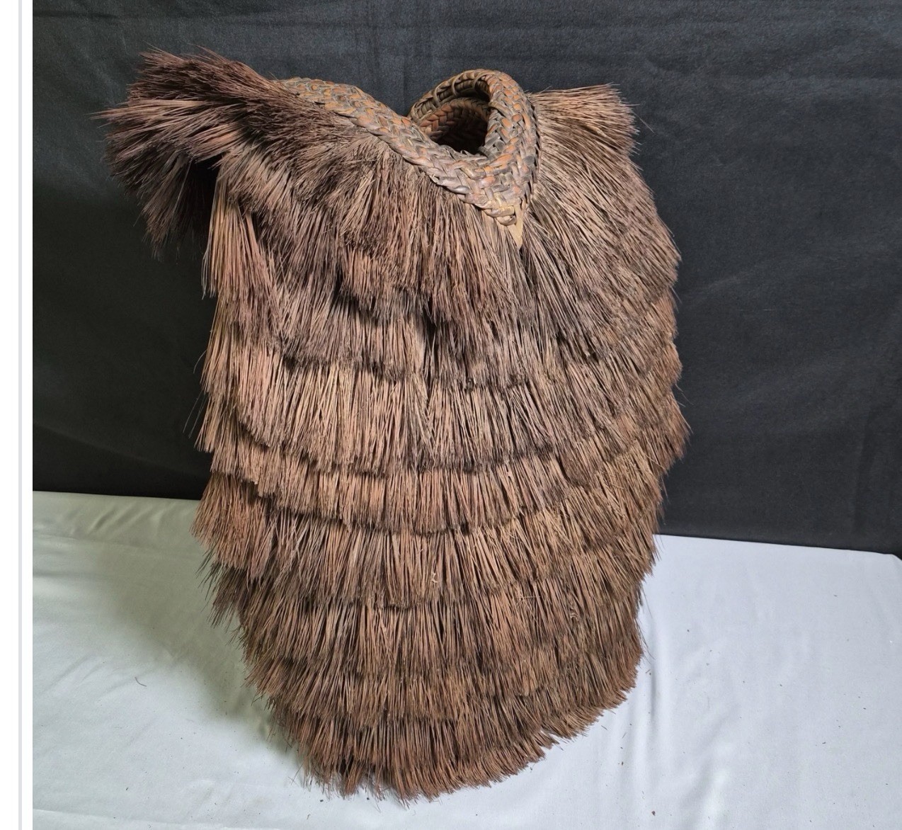 1850s EXTREMELY RARE Ifugao Hunters Backpack Raincoat Philippines EUC