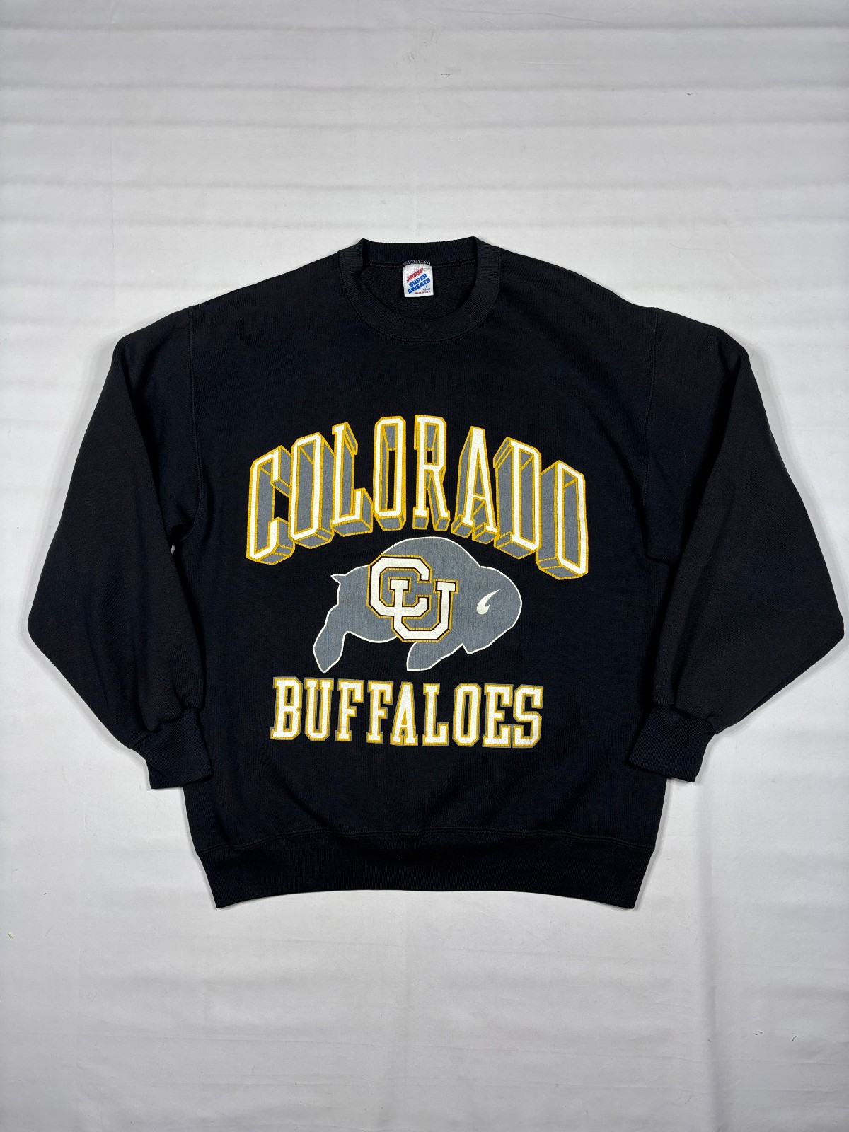 VTG 90s Jerzees Super Sweats Colorado Buffaloes Crewneck Sweatshirt Black Men L