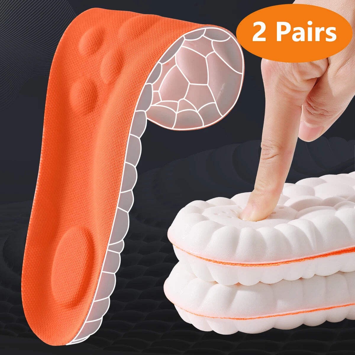 1/2/4pairs Latex Sport Insoles Soft High Elasticity Shoe Pads Orthotic Breathabl