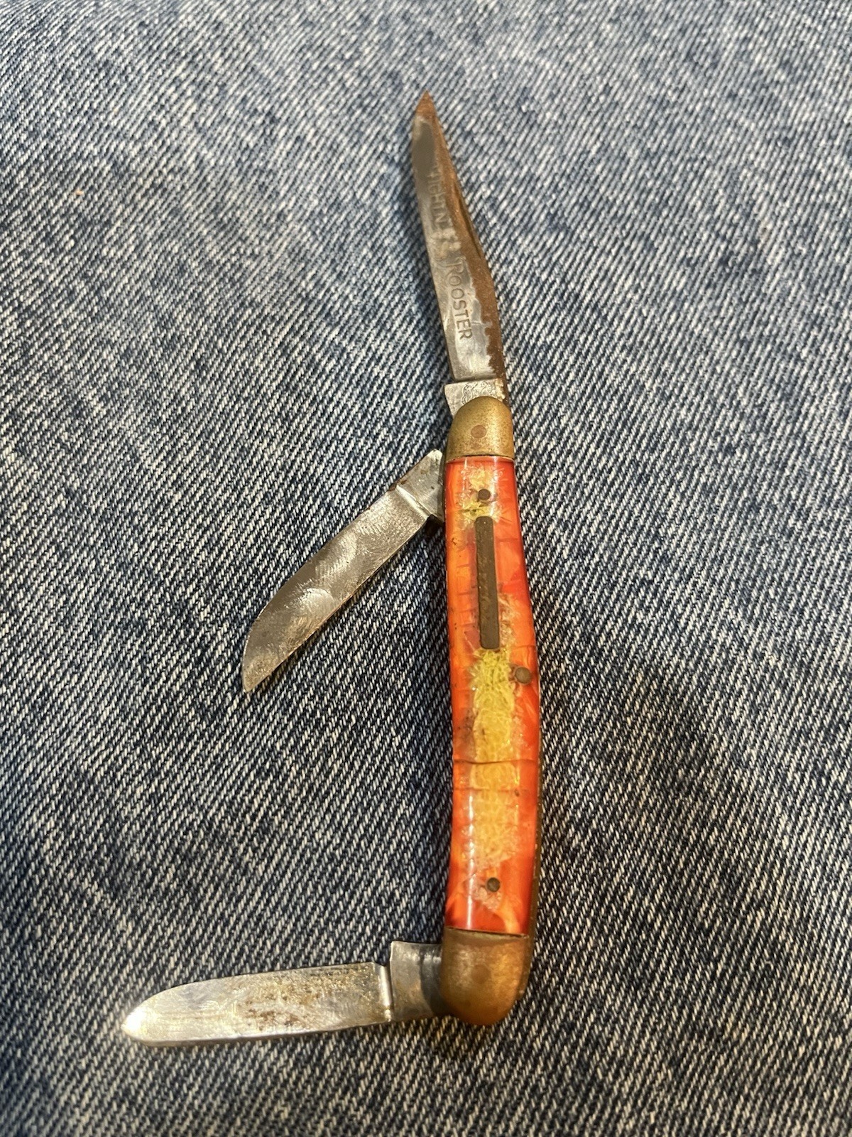 VTG 76-82 red FRANK BUSTER FIGHT\'N ROOSTER SOLINGEN GER broken back spring