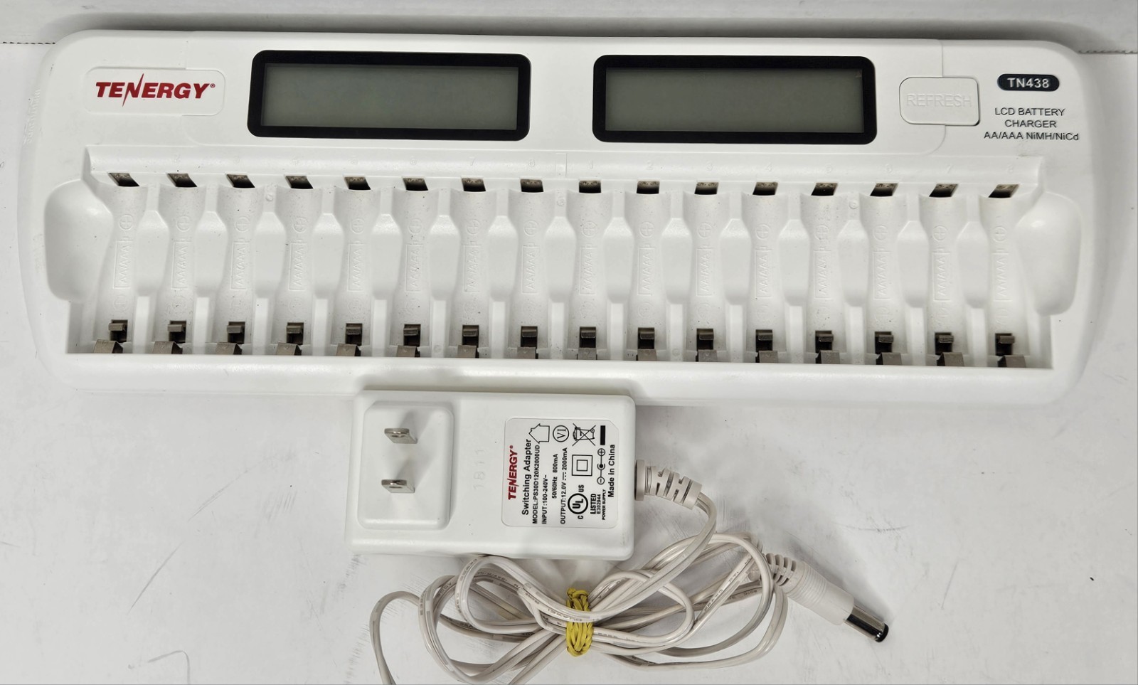 Tenergy TN438 16-Bay AA/AAA NIMH/NICD LCD Intelligent Smart Battery Charger