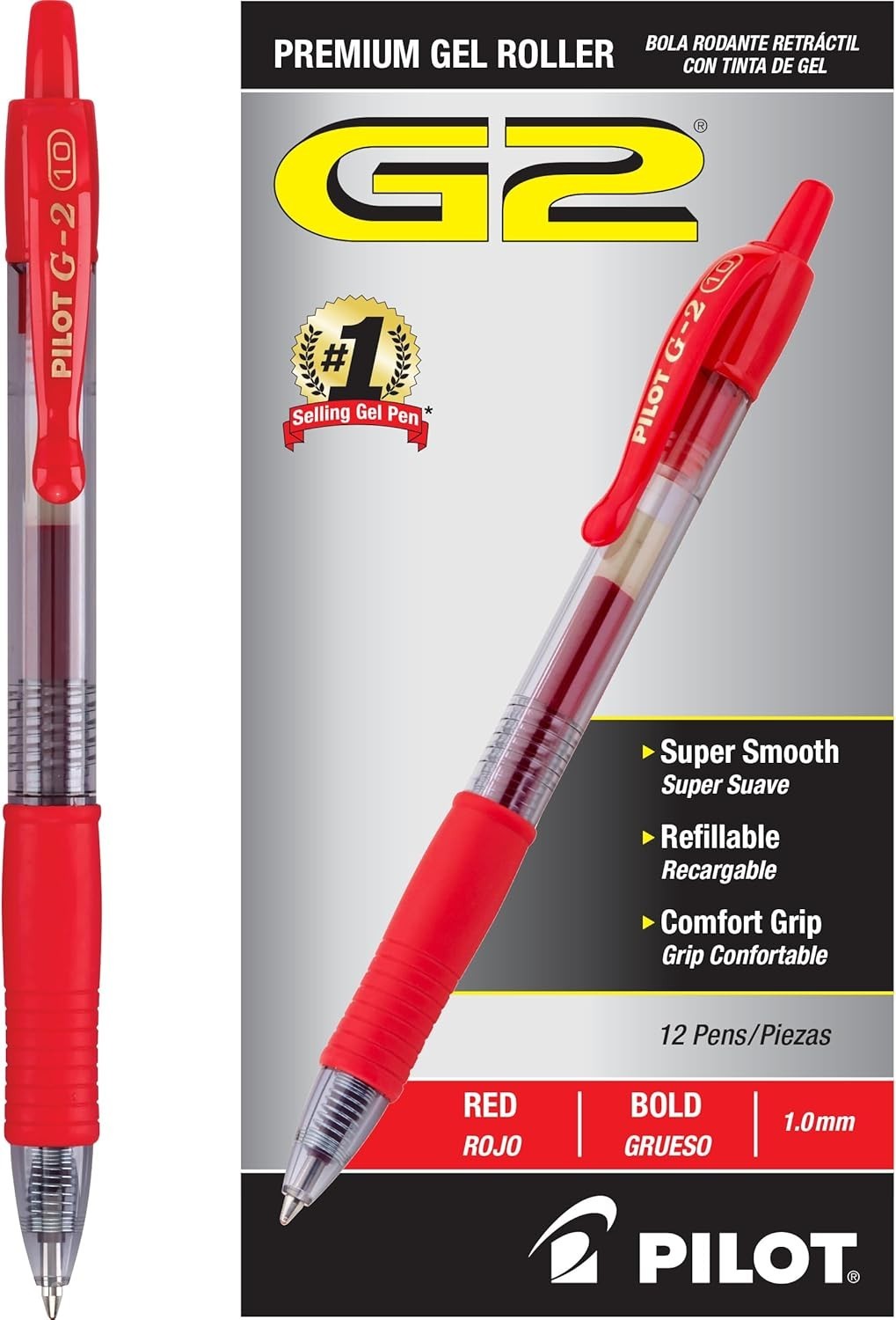 Pilot G2 Retractable Gel Pens Bold Point 1mm Red Ink Clear Barrels 12 Pack 31258 Pilot G2 Retractable Gel Pens Bold Point 1mm Red Ink Clear Barrels 12 Pack 31258
