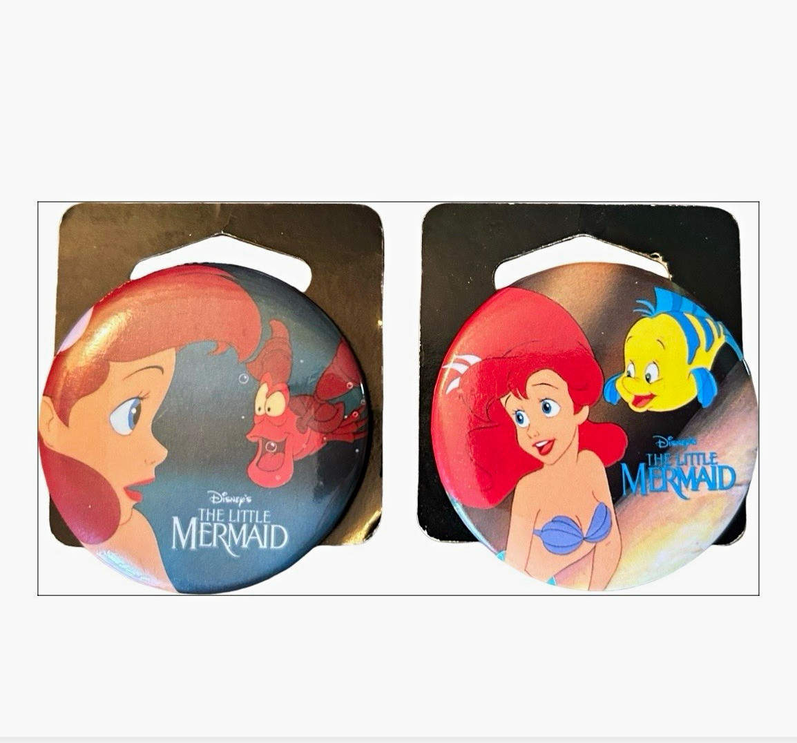 Vintage 1989 Disney The Little Mermaid Button Pin Set Lot of 2 Vintage 1989 Disney The Little Mermaid Button Pin Set Lot of 2