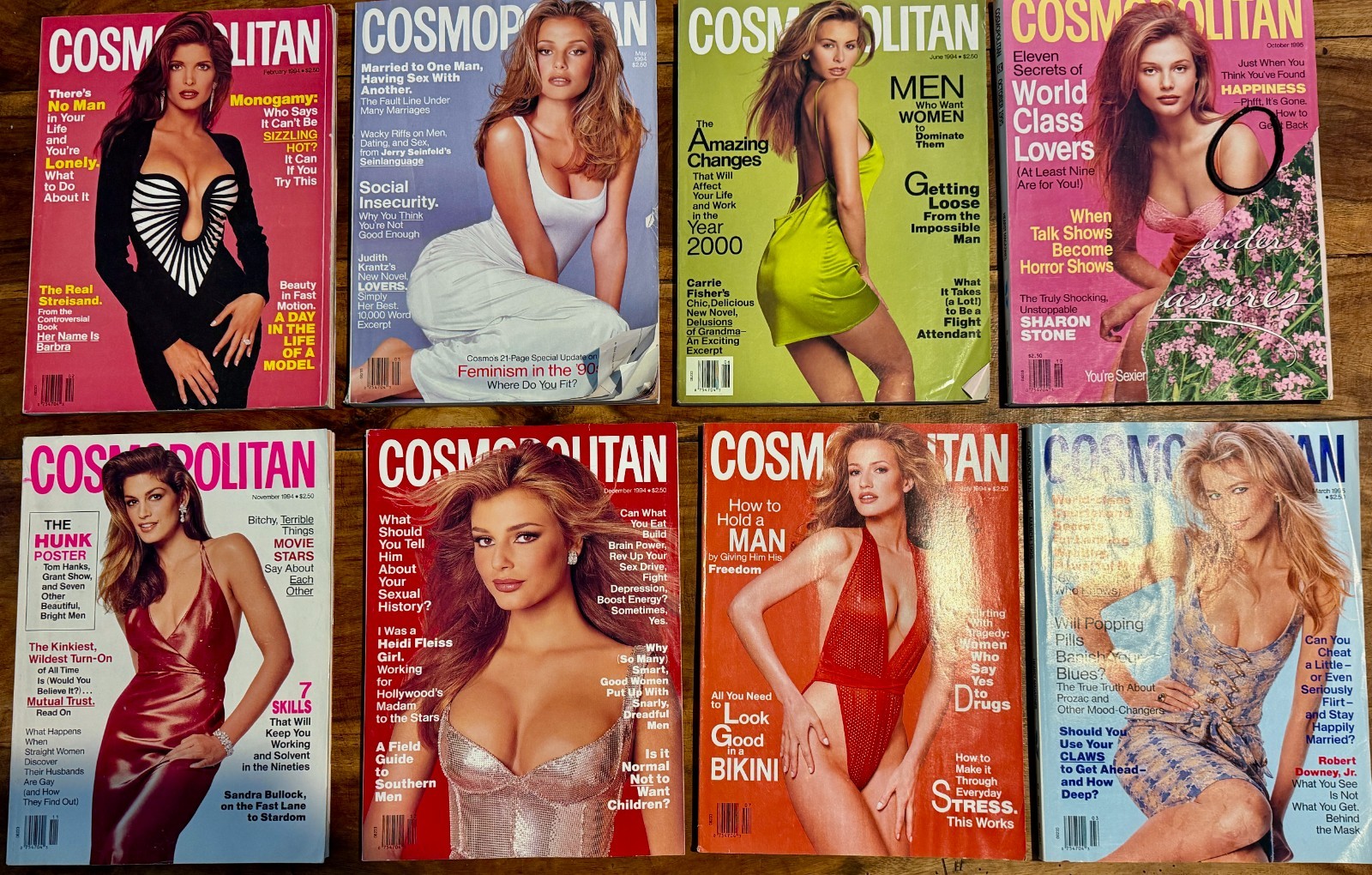 Vintage Cosmopolitan Magazine Lot- 8 Issues 1994/1995 Retro Fashion Beauty