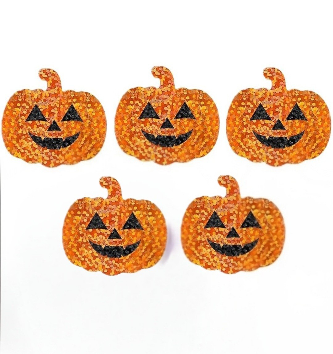 40 Pieces Glitter  1.2” Halloween Pumpkins Face Stickers Decor Envelope Seals