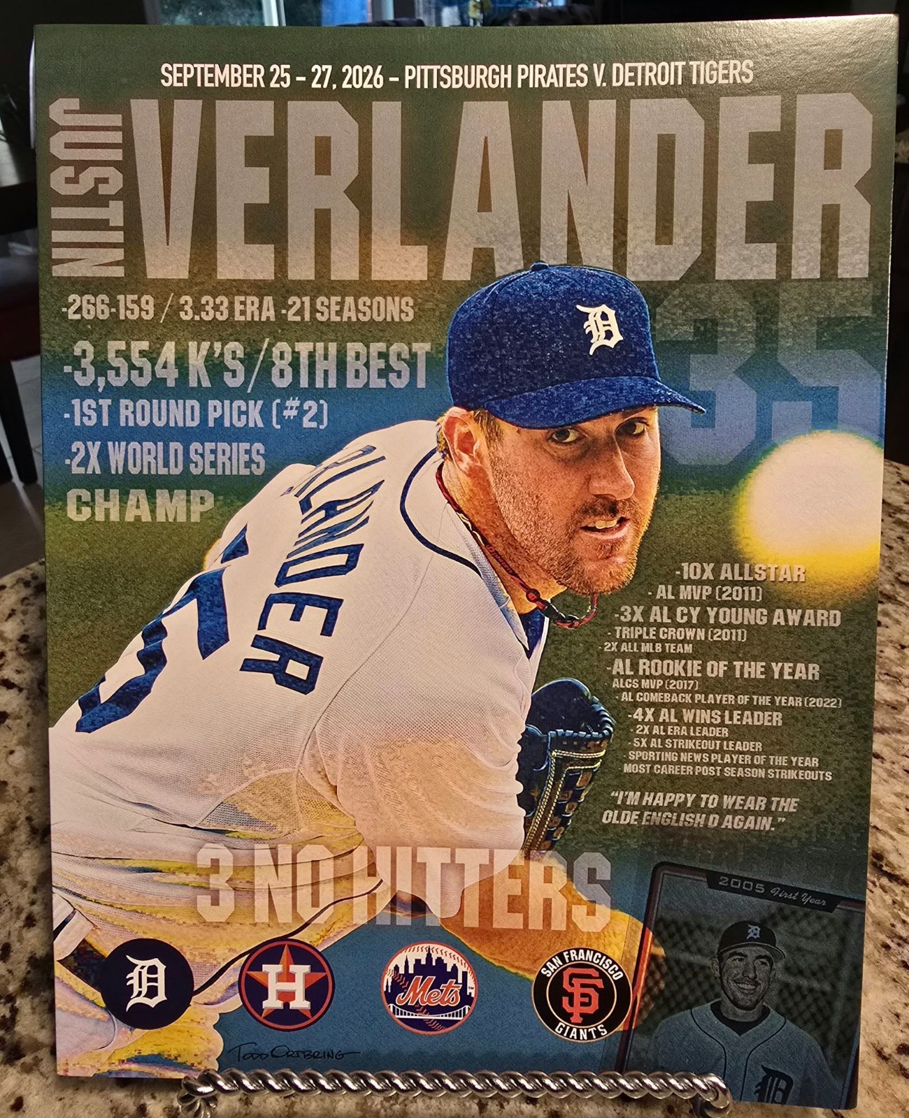 2026 Detroit Tigers Justin Verlander Limited Edition Scorecard 9/25/26 Ceremony 2026 Detroit Tigers Justin Verlander Limited Edition Scorecard 9/25/26 Ceremony
